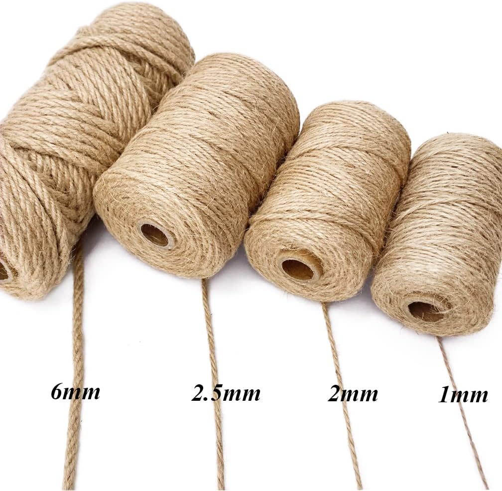 Leecogo 6Mm Jute Rope, 66 Feet 4 Ply Heavy Duty and Thick Twine Rope for Gardening, Crafting, Packing, Bundling and Home Decor image number 4