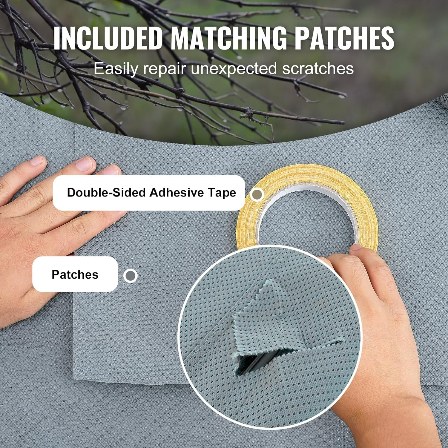 VEVOR Travel Trailer Cover, 9.1-9.8M RV Cover, 4-Layer Non-Woven Fabric Camper Cover, Waterproof, Windproof and Wear-Resistant Class a RV Cover, Rip-Stop Camper Cover with Storage Bag and Patches image number 3