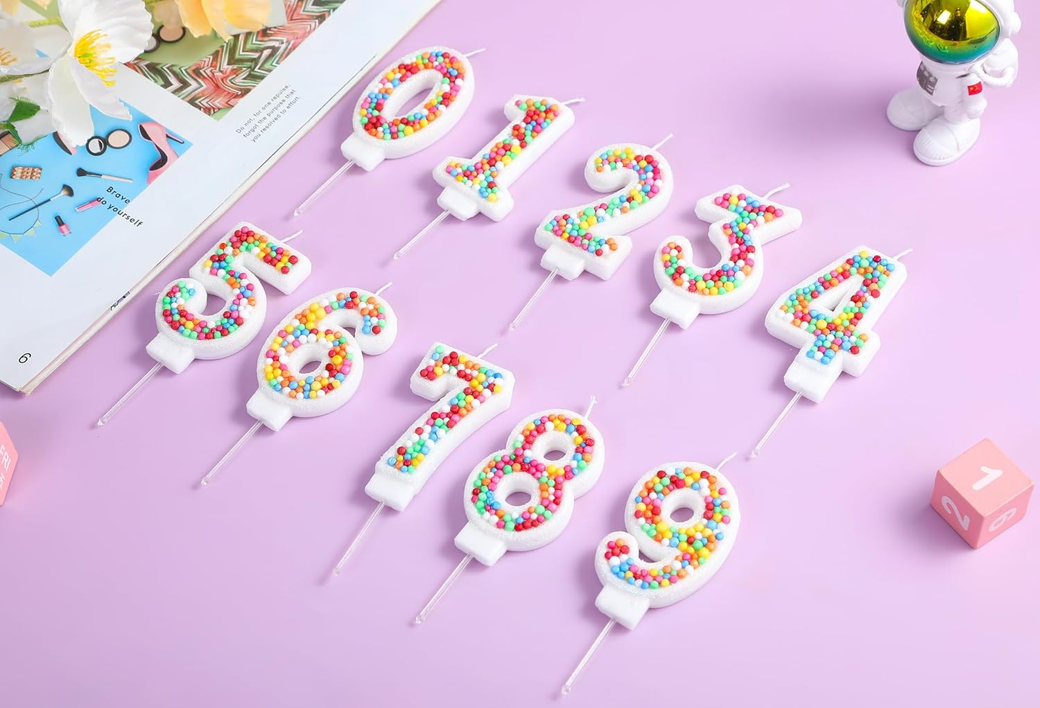 Kinsynko 6 Birthday Candle Colorful Number 6 Candle for Birthday Cake Girl Princess Women 6Th Birthday Wedding Anniversary Rainbow Party Cake Decoration image number 1