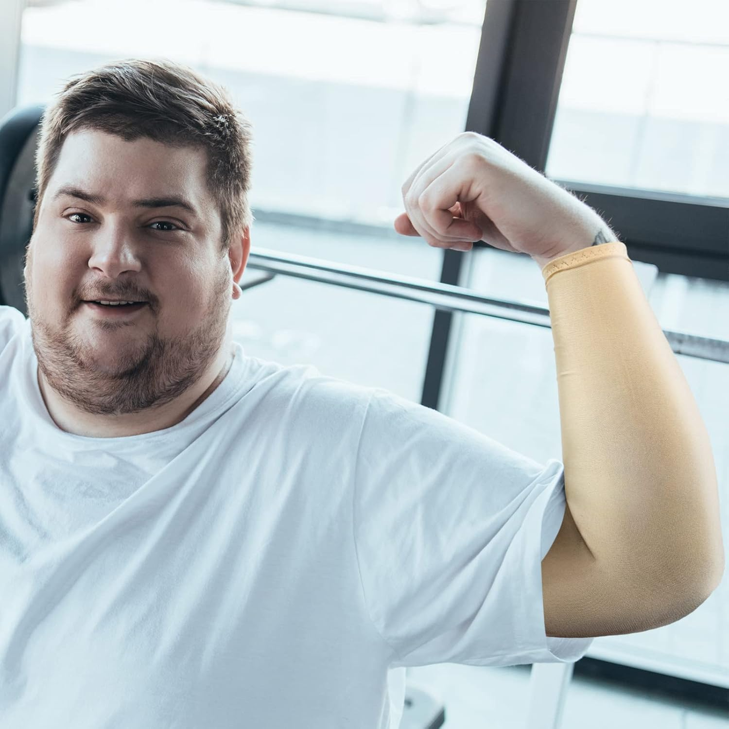 4 Pair plus Size Arm Sleeves UV Protection Sun Sleeves Arm Compression Sleeve Oversized Tattoo Sleeve Covers for Women Men - Nude image number 6