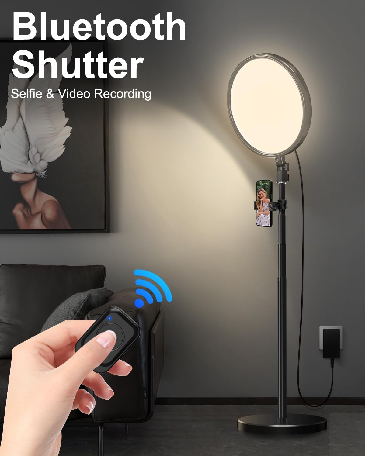 13"/33Cm Large Full-Screen Ring Light with Remote, 6500K Dimmable Professional LED Photography Light and Phone Holder Kit, 200Cm Light Stand for Photography/Video Recording/Tiktok/Youtube image number 3