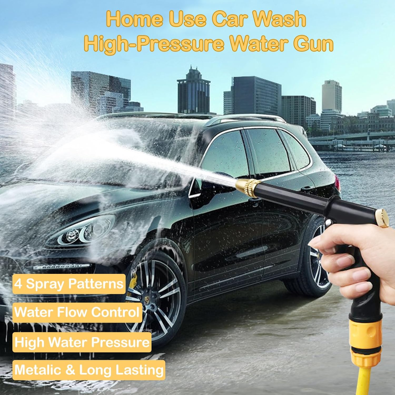 YUENTOEN High Pressure Garden Hose Nozzle, Heavy Duty Garden Watering Nozzle Set, Water Hose Nozzle Sprayer with 3 Garden Hose Threads for Washing Cars, Lawn & Garden, Watering Plants image number 5
