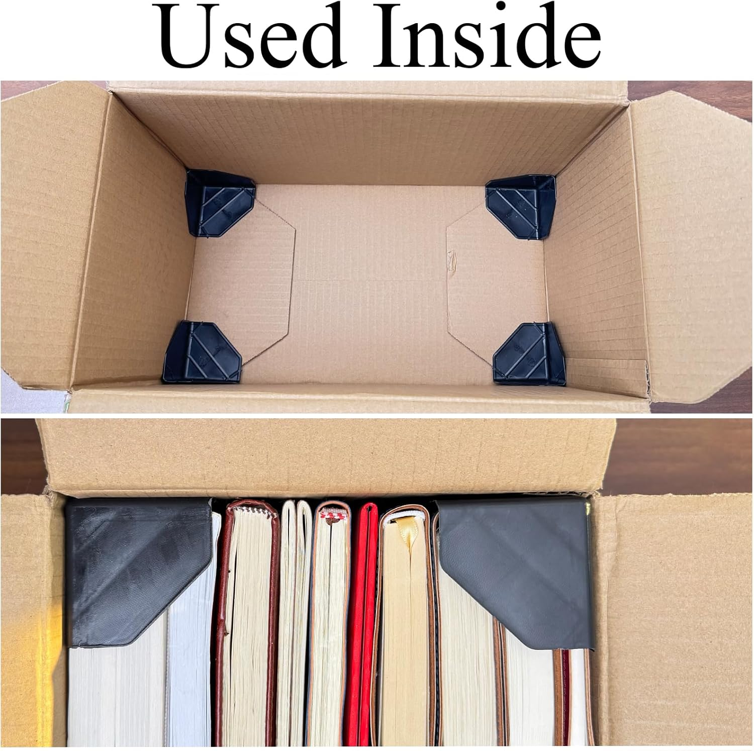 Neehows 250-Pack Shipping Corner Protectors for Boxes, Cardboard & Packaging Edges - Secure Plastic Edge Guards for Express Delivery, Moving & Storage, 6 X 6 X 6 Cm - Black image number 3