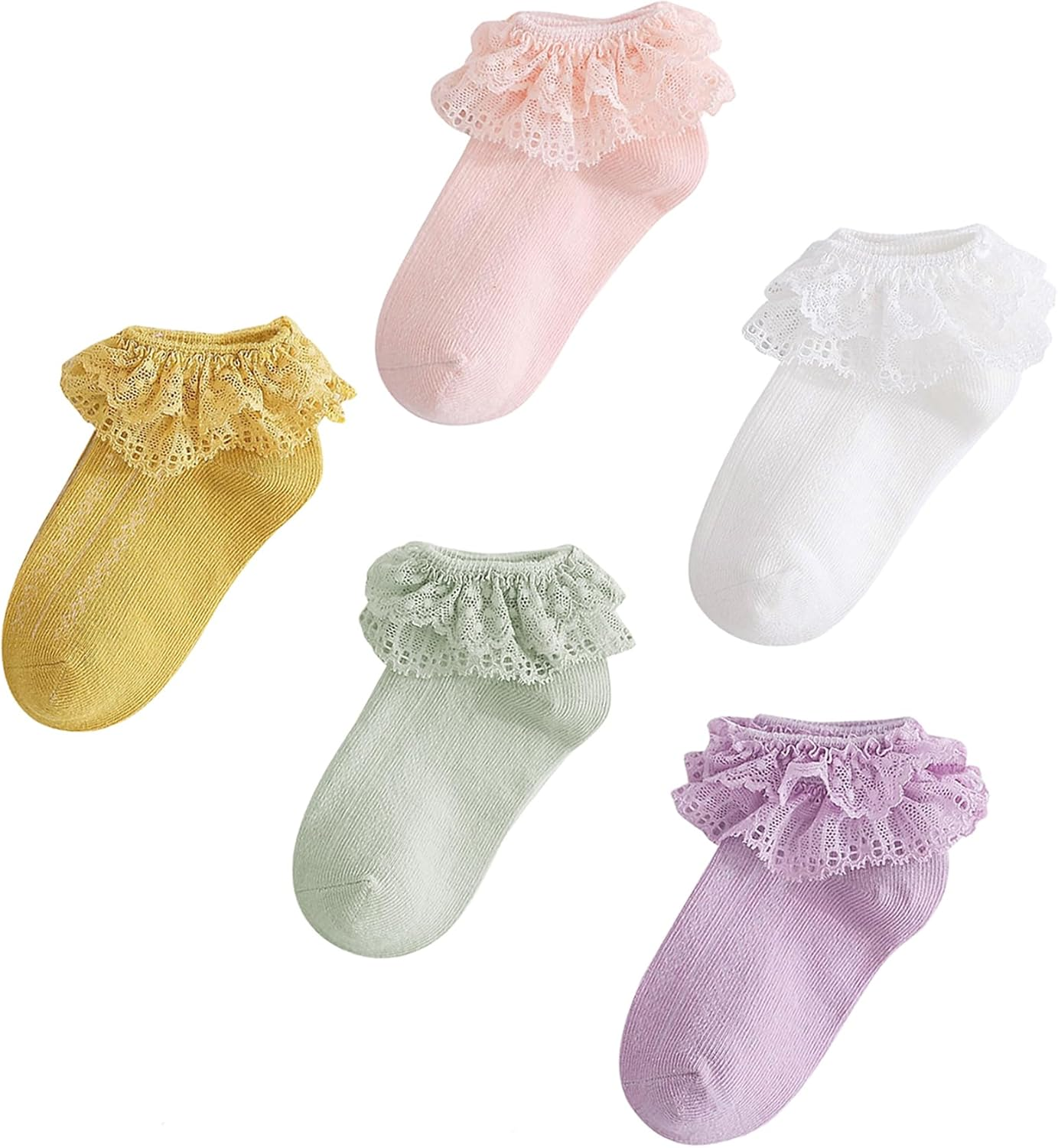 Durio Baby Socks Girls Ruffle Socks Soft Toddler Girl Socks Cute Frilly Dress Lace Socks for Toddler Girls
