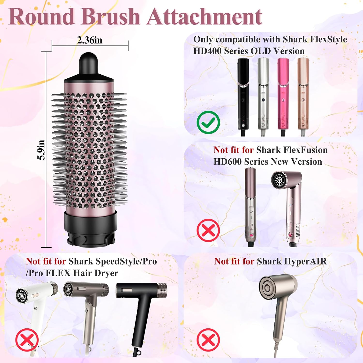 AFDD round Volumizing Brush for Shark Flexstyle Attachment, Normal round Brush Compatible with Flexstyle HD400 Series, Fine Limp Flat Hair Volumizer Attachment Tool for Daily Styling image number 2