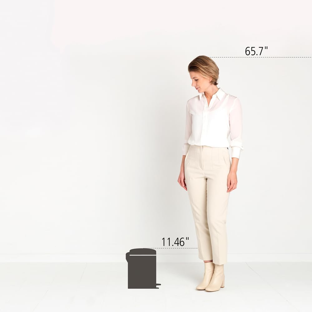 Brabantia New Icon Step Trash Can (1.3 Gal/Mineral Concrete Gray) Soft Closing Kitchen Garbage/Recycling Can with Removable Bucket image number 7