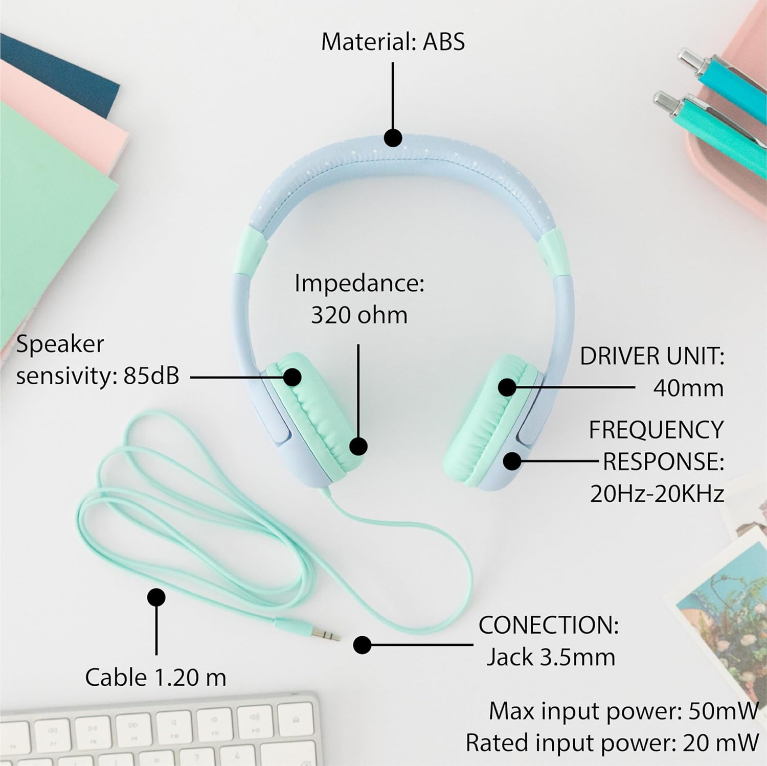 WONDEE Mr Wonderful Gifts Kids Headphones with Headband and Volume Limit of 85Db - Mr Wonderful Headphones Gifts for Boys and Girls image number 3