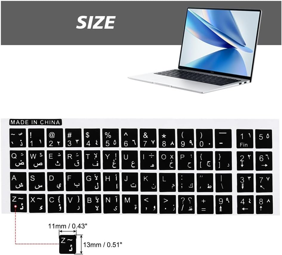 2 Pieces Transparent Arabic Keyboard Stickers with Letters for Laptop, PC, Desktop, Handy and Professional Computer Notebook image number 6