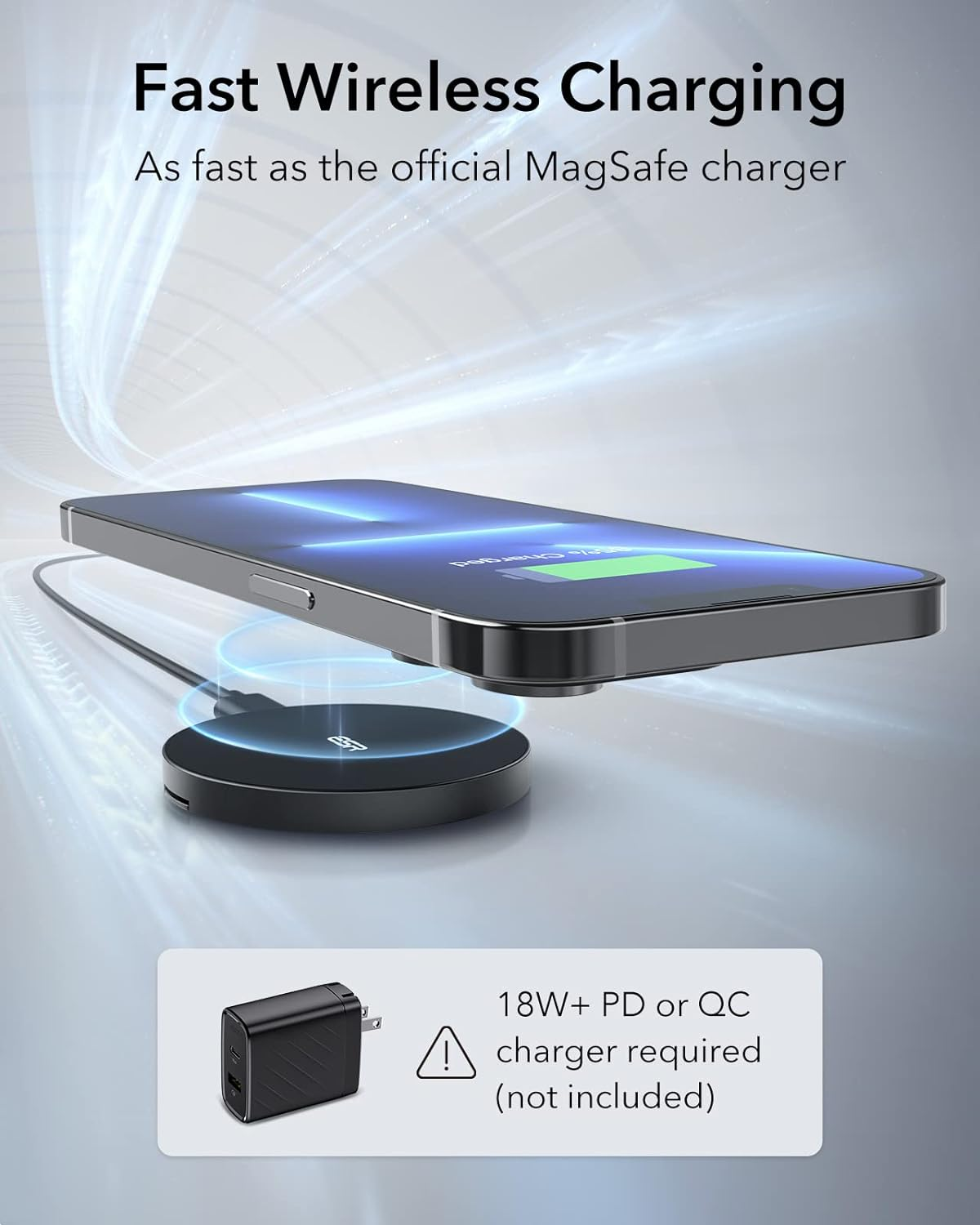 ESR for Magsafe Charger, Wireless Charger Kickstand, Charging Pad for Iphone 16/15/14/13/12 Series Galaxy S25 Series and Airpods Pro, Strong Magnetic Charger Pad with A/C Cable, Black image number 2