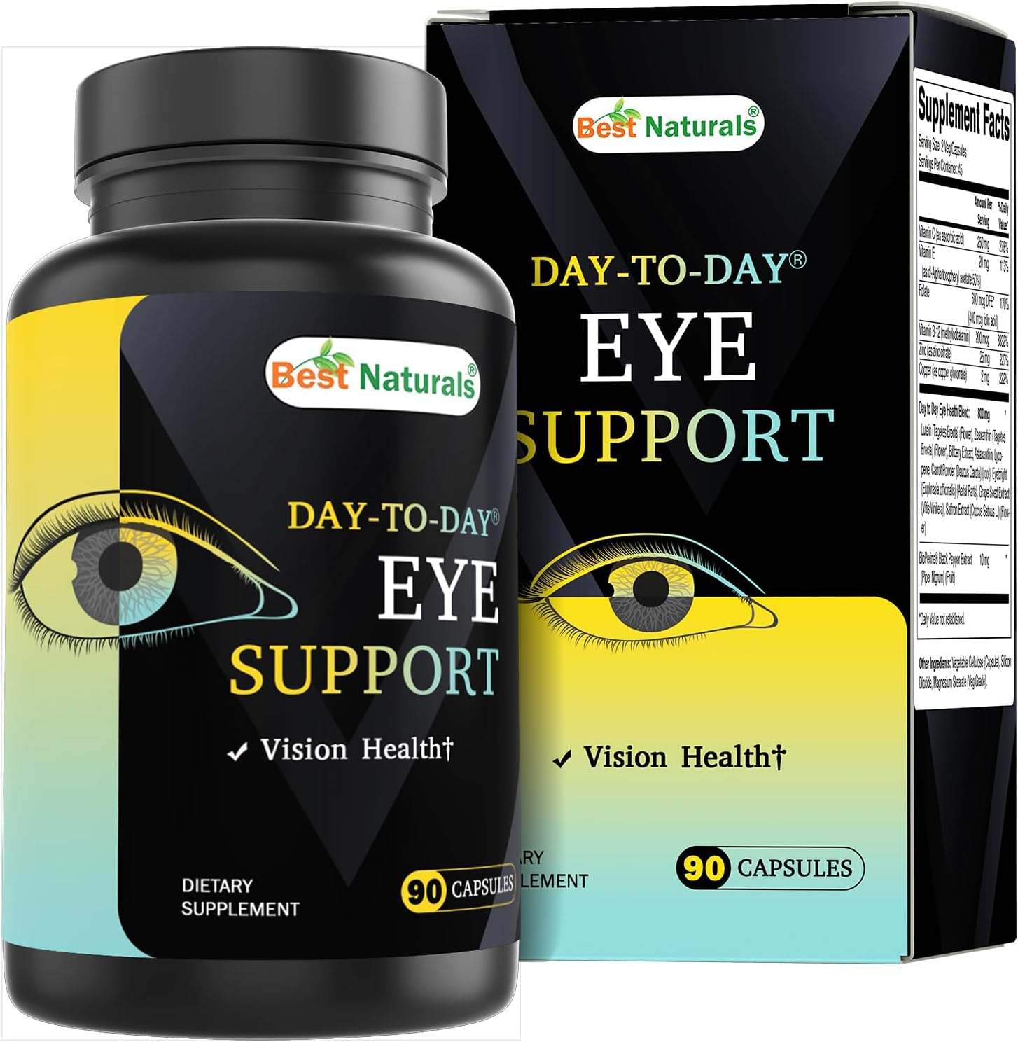 Best Naturals Day-To-Day Eye Support with Lutein, Zeaxanthin, Bilberry Extract, Astaxanthin, Lycopene, Carrot Powder 90 Veg Capsules image number 4