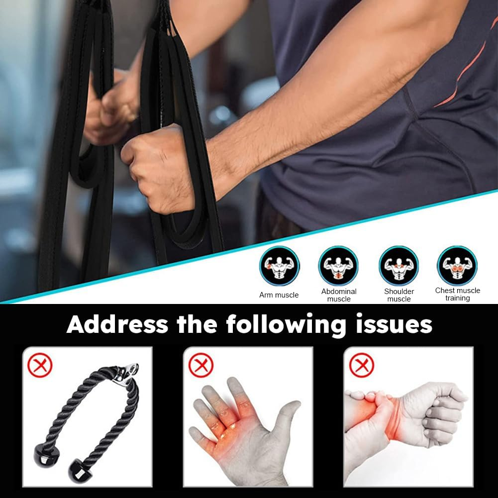 Tricep Rope Cable Attachment. 29 Inch & 28 Inch Two Lengths Built in One Pull down Rope image number 3