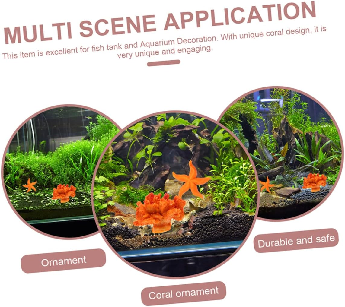 GANAZONO 4Pcs Artificial Coral for Aquarium Decoration Sea Star and Coral Ornaments Safe and Fish Tank Accessories Creative and Lightweight Decor for Fish Pets image number 3