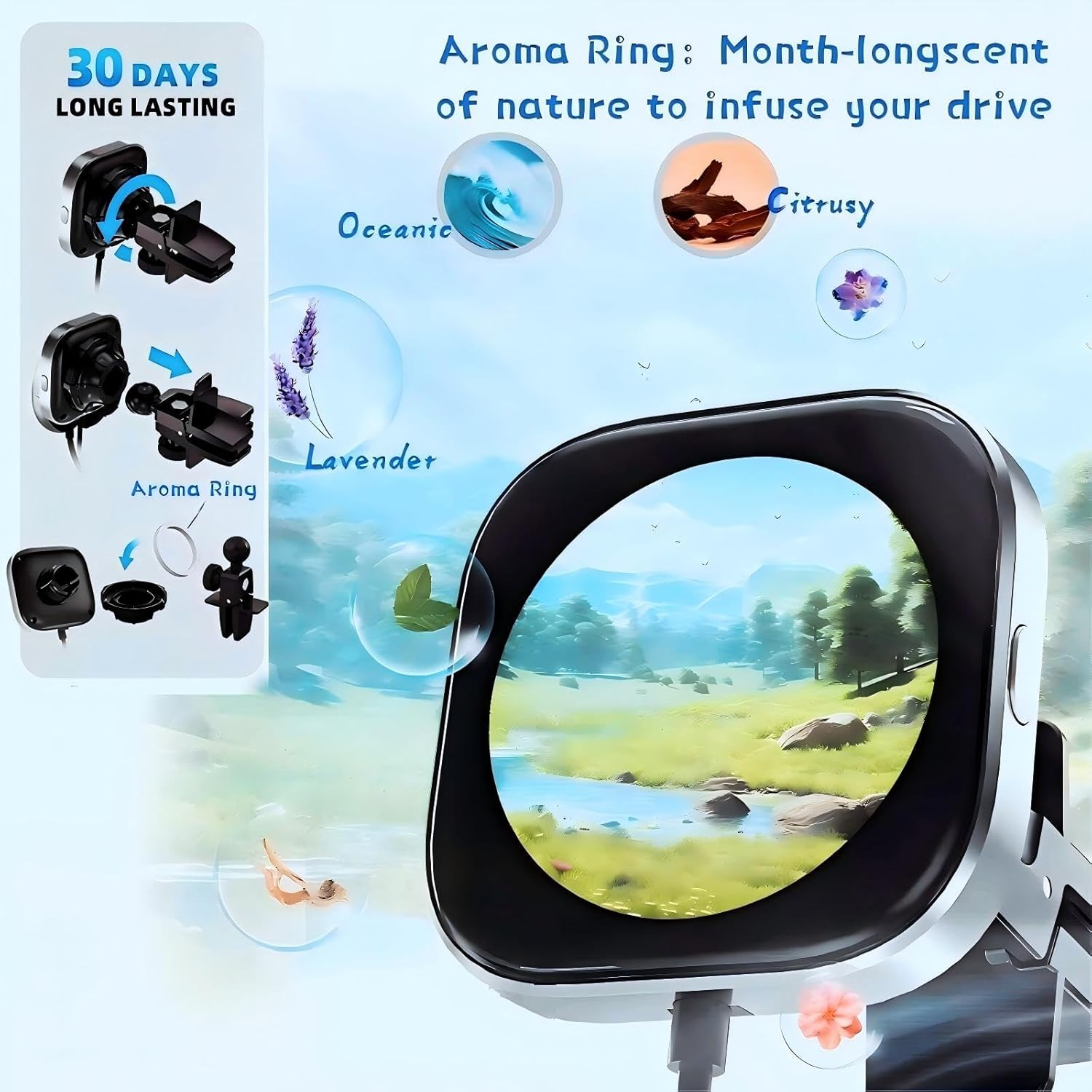 WJSHIPFOR Wireless Carplay Adapter, 2025 Upgraded Screen&Aroma Design, Convert Wired to Wireless Carplay Adapter for Ios 10+ & Cars from 2015+, Fast Stable Dongle Connect, Usb/Type-C Ext Cable image number 2