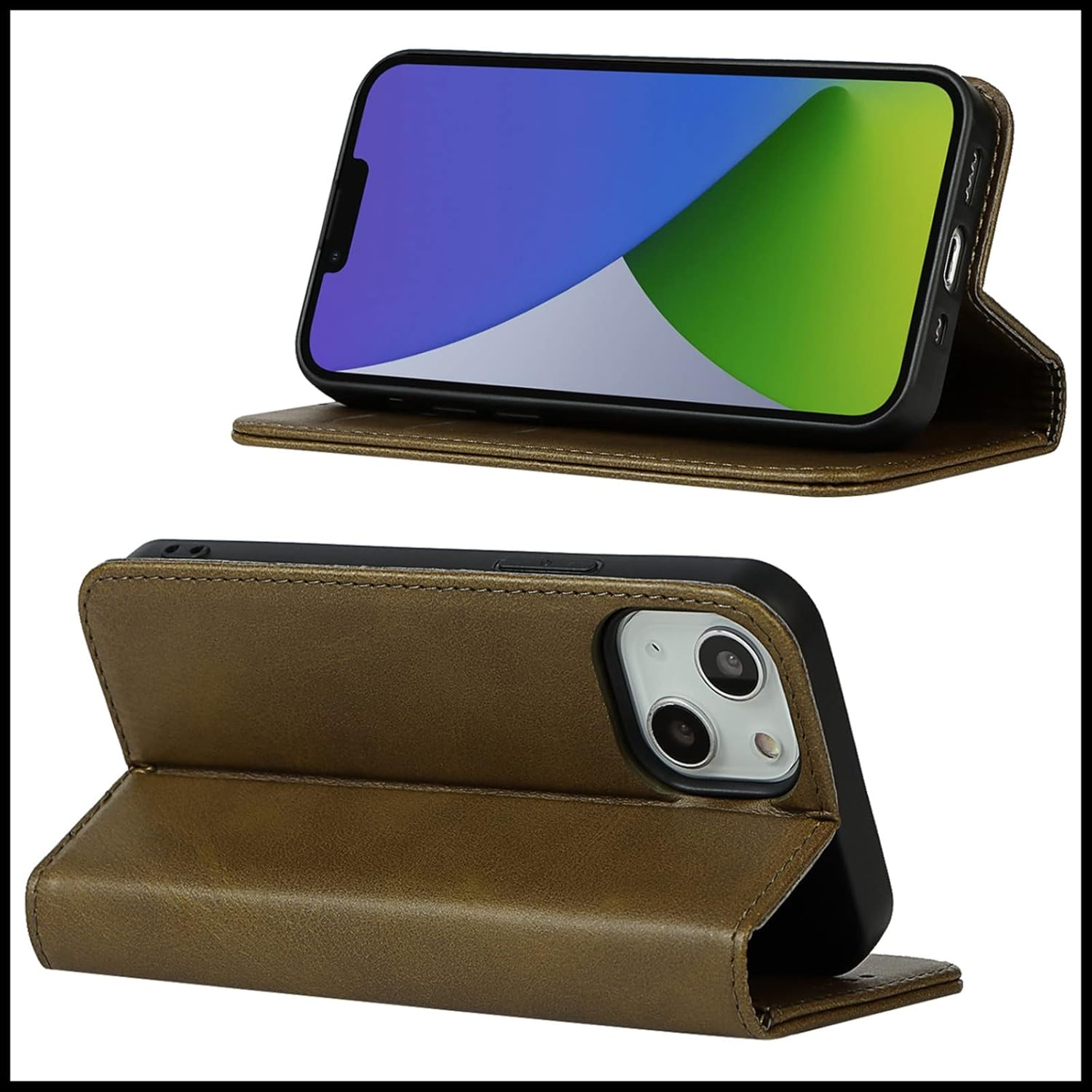 FROLAN for Iphone 14 Wallet Case with Card Holder, Premium PU Leather Credit Slot Flip Folio Book Drop Protection Shockproof Phone Cover for Iphone 14 6.1 Inch (Dark Green) image number 4