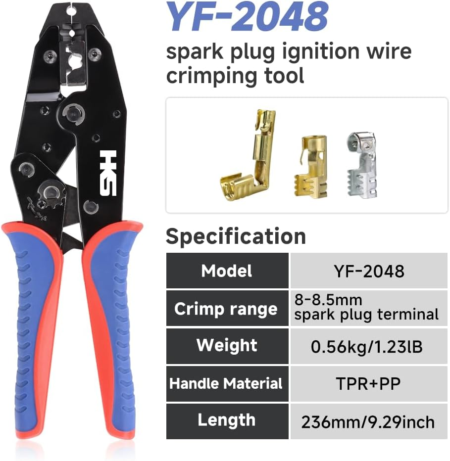 HKS Spark Plug Connector Crimping Tool for Ignition Cable and Spark Plug Wire - Ratcheting Wire Crimpers - Max Diameter 8.5Mm - Ratchet Terminal Crimper - Electrical Crimping Tool image number 3