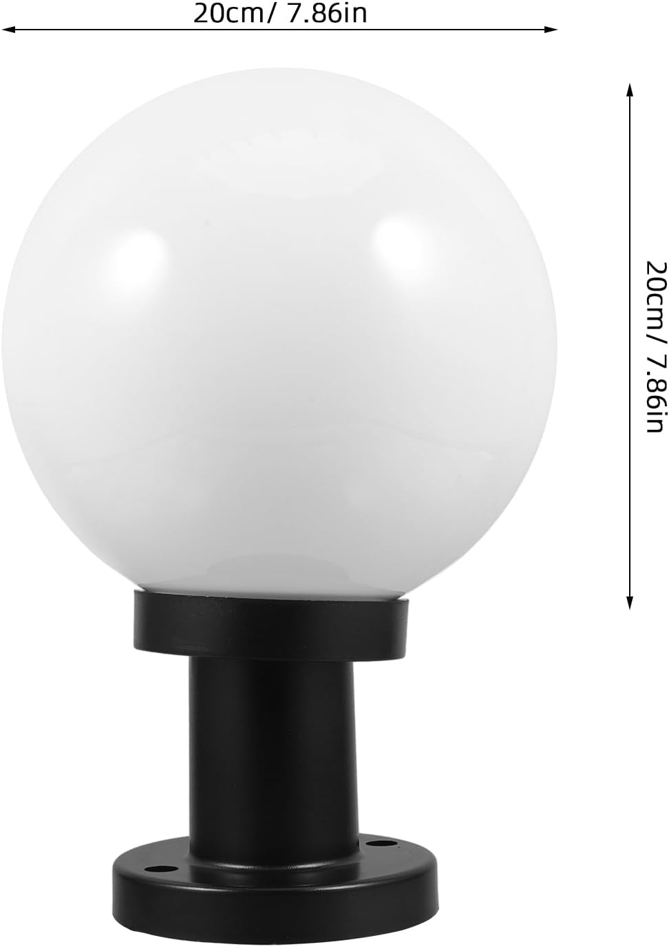 Light Post Globe Combo Lighting Fixture, 20Cm round Garden Post Light Shade with Base for Exterior House Garden Yard Patio Fence Deck (Without Light) image number 3