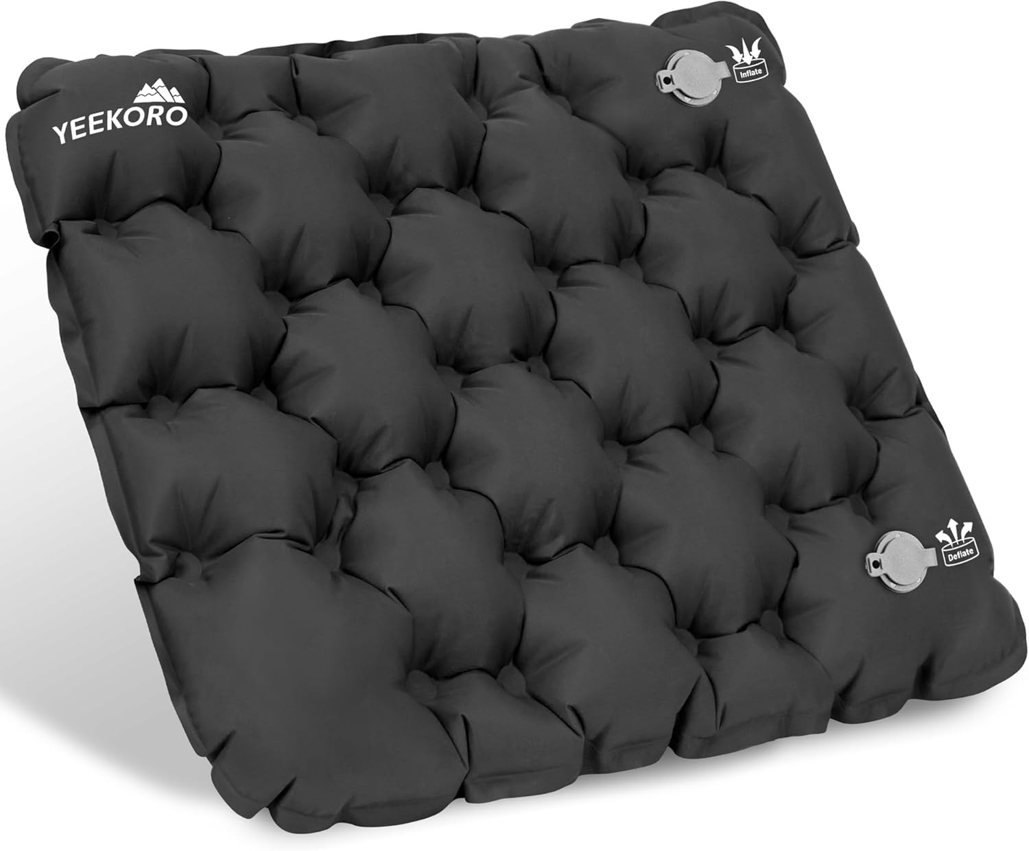 YEEKORO Inflatable Seat Cushion, Lightweight Camping Air Sitting Pad with Repair Cloths, Waterproof Stadium Seat Pad, Portable Seat Cushion for Climbing Hiking Office Airplane Car Stadium Seat