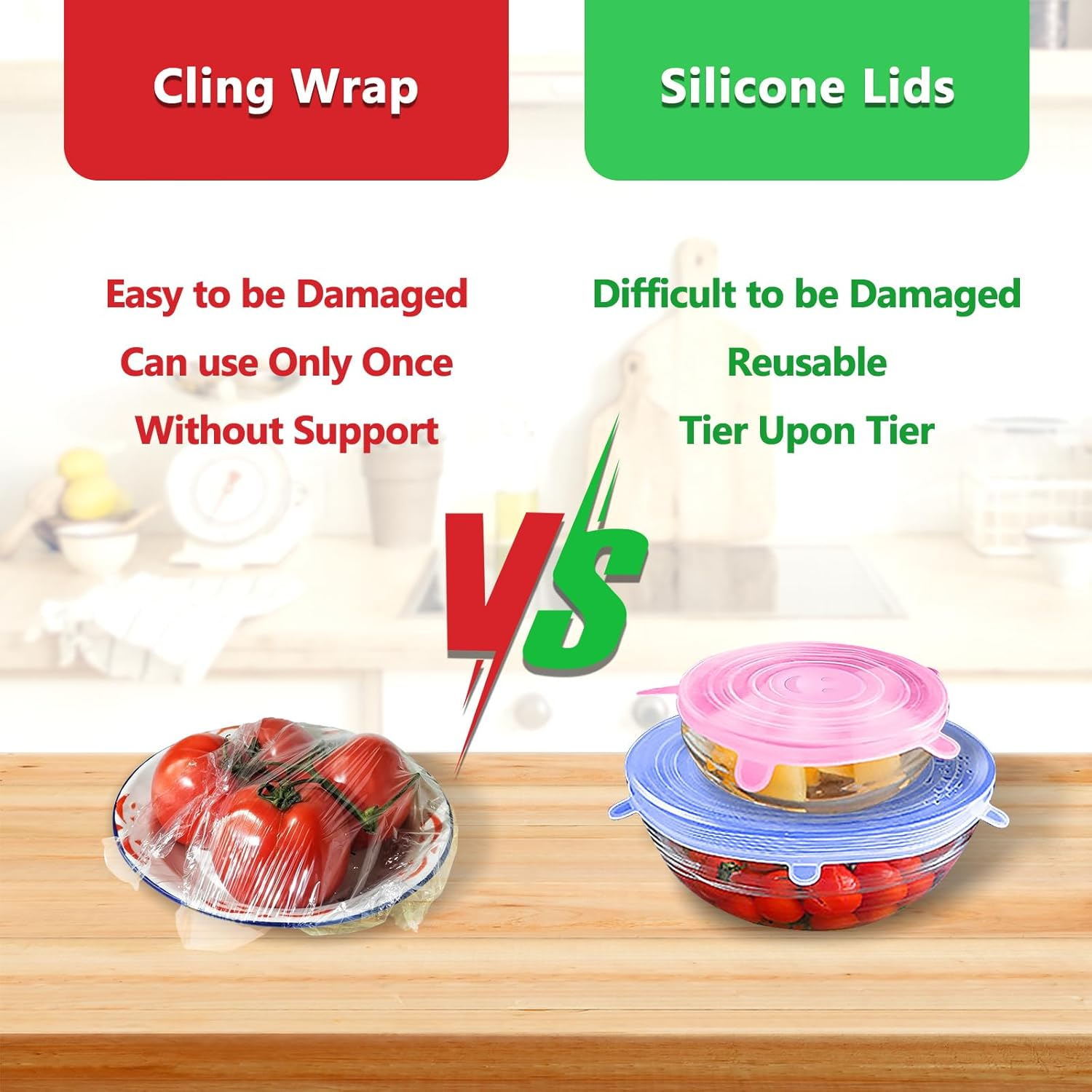 Daily Treasures Reusable Silicone Lids Food Covers Set-12Pcs Silicone Covers for Bowls and Fruit,3Pcs for Cans and 3Pcs Silicone Cup Lids -Food Grade Stretch Lids,Safe in Dishwasher and Fefrigerator image number 6