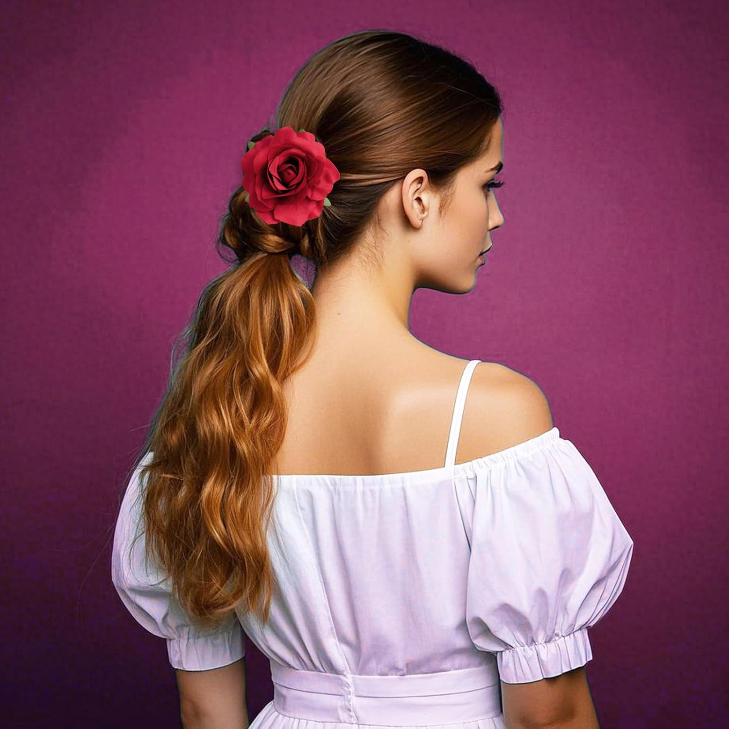 Fsfsdg 4 Pcs Rose Hair Clip Flower Hairpin Rose Brooch Floral Clips for Woman Girl image number 5