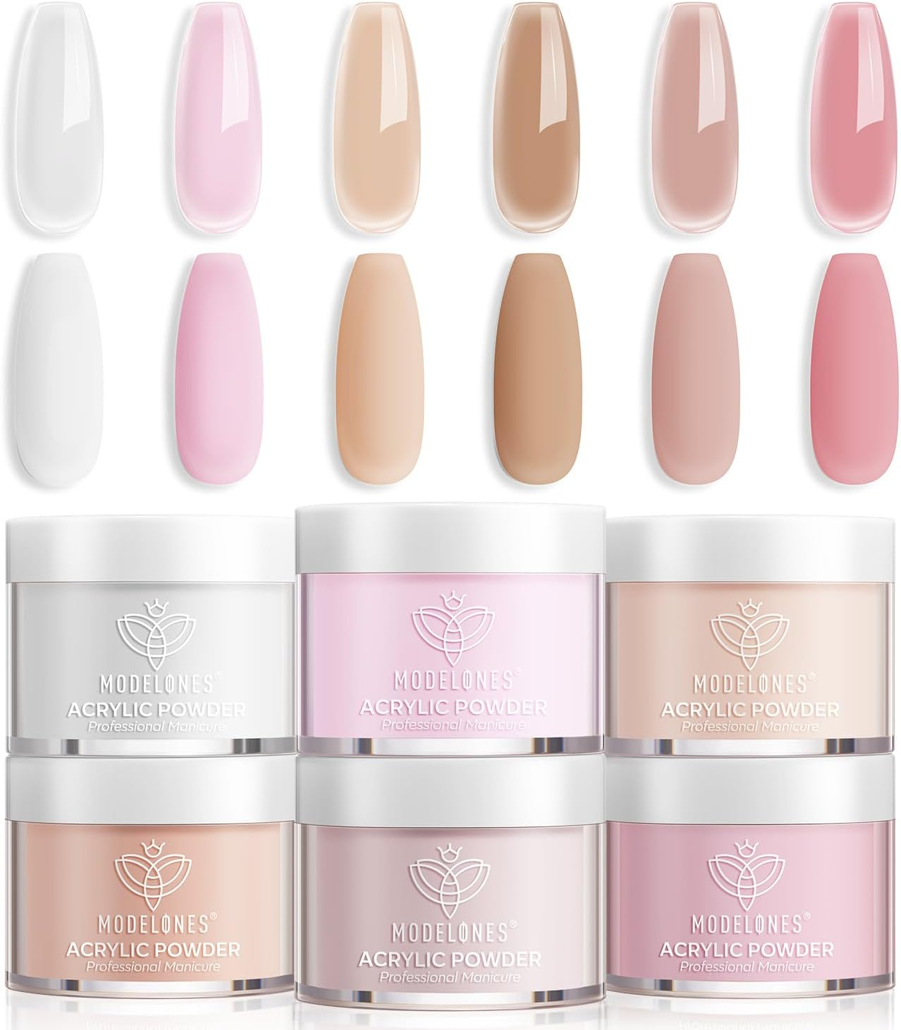 Modelones Acrylic Powder, 6 Colors Transparent Jelly Nude Nail Powder Milky White Pink Nude for Nail Art 3D Nail Carving French Nail Extension, Gifts for Women image number 3