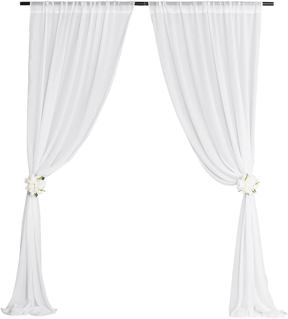 AIMALL Sheer Voile Curtain Panel for Bedroom, Rod Pocket Window Drapes, Polyester, 55X90 Inches, Available in Black, White, Pink image number 5