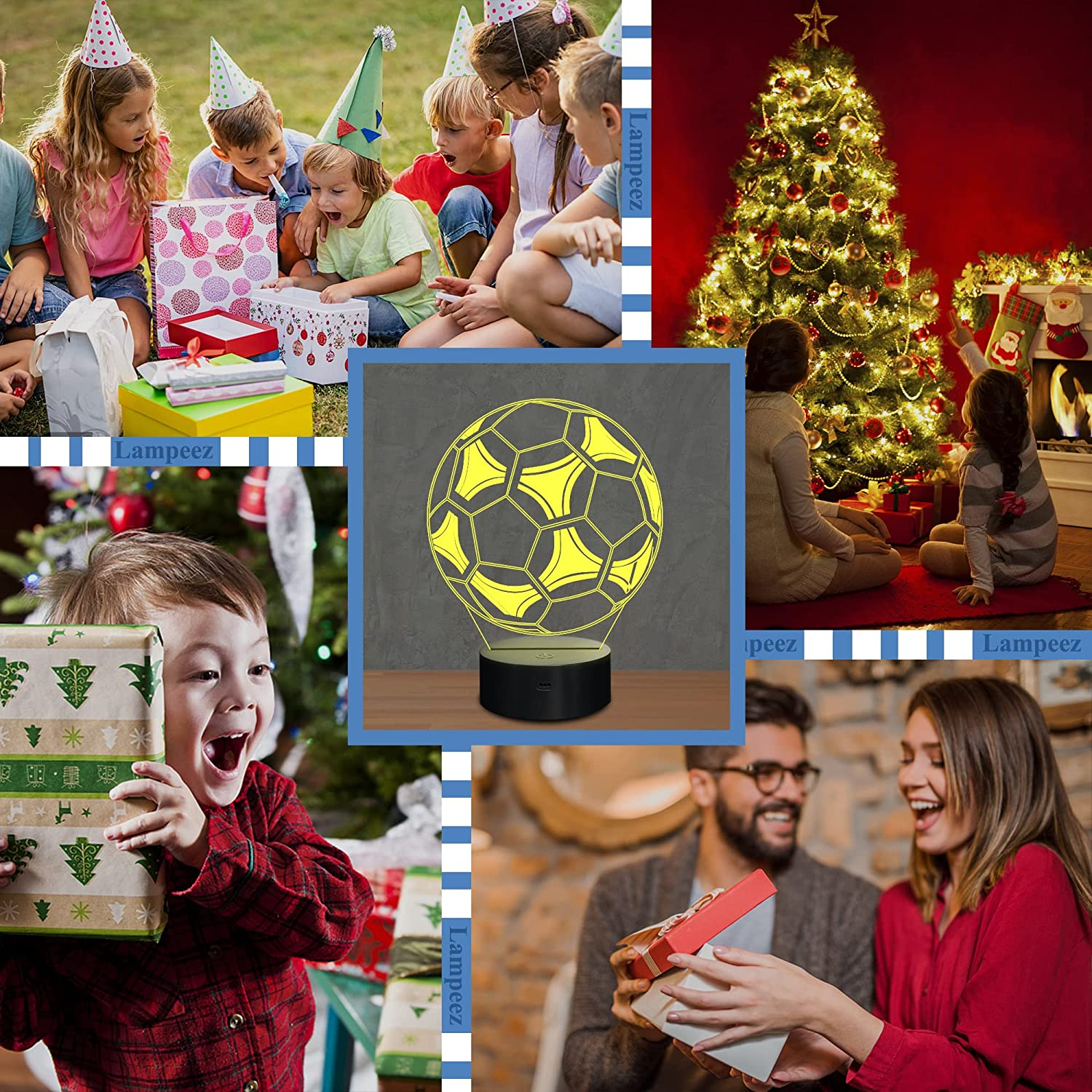 Soccer Night Light, Lampeez 3D Illusion Football Lamp for Kids, 16 Colors Changing with Remote, Kids Bedroom Decor as Xmas Holiday Birthday Gifts for Boys Girls image number 4