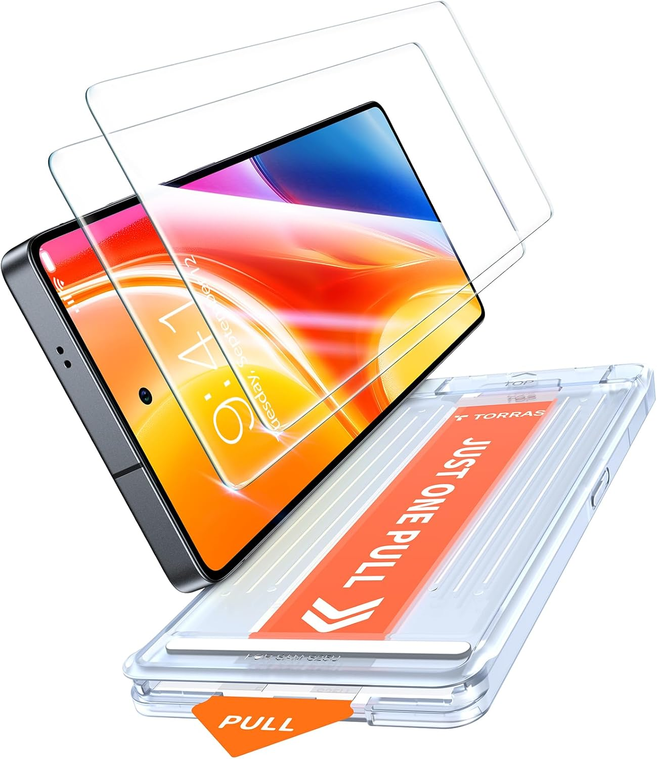 TORRAS 12FT Military-Grade Shatterproof for Samsung Galaxy S25 Ultra Screen Protector [9H+ Durable ＆ Just One-Pull] Full Coverage Bubble Free Galaxy Screen Protector 25 Ultra Tempered Glass, 2 Pack image number 5