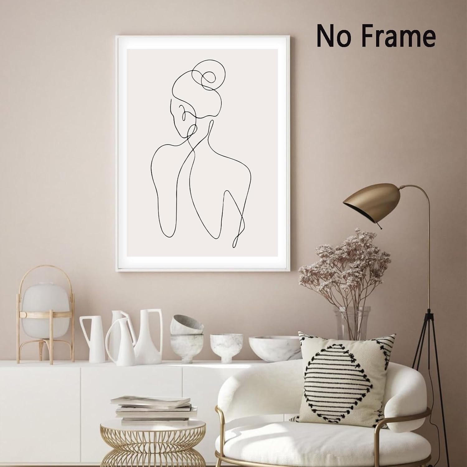 Woman Line Drawing Art Print Minimalist Feminine Line Wall Art Female Body Print Poster Modern Body Line Art Minimalist Abstract Prints Black White and Beige Poster for Bedroom16X24In No Frame image number 3