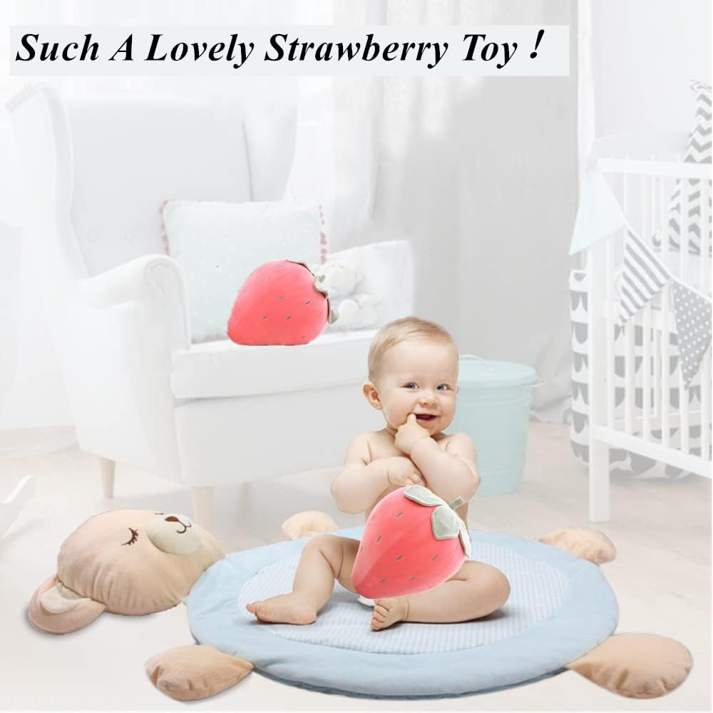 AUCOOMA Soft Fruit Stuffed Strawberry Plush Pillow, Cute Pink Plush Toy for Kids, 10" image number 6