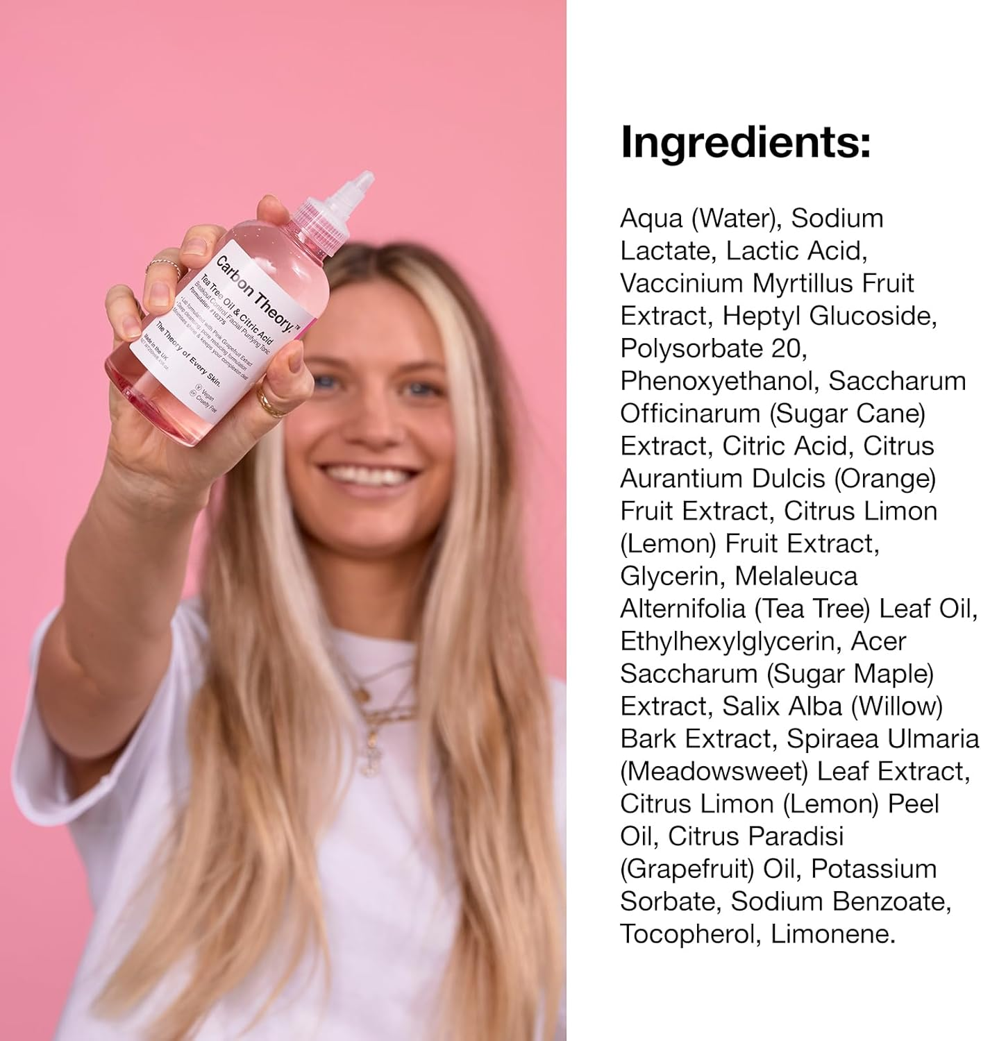 Carbon Theory | Tea Tree Oil & Citric Acid Breakout Control Facial Purifying Tonic with Pink Grapefruit | Natural, Vegan and Cruelty Free | 250Ml image number 5