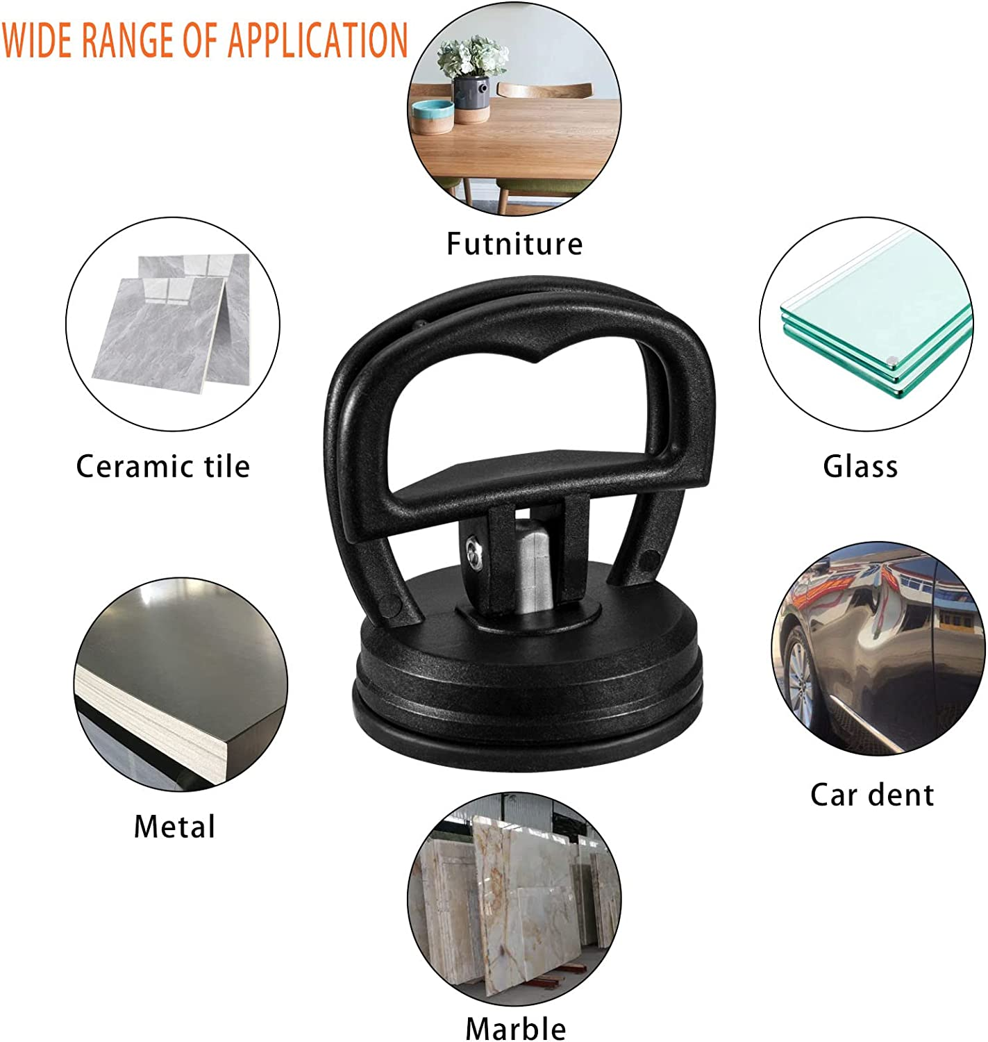 Car Dent Puller, Suction Capacity over 50LBS Car Dent Repair Removal Tools, 2.15" Suction Cup Puller for Window Handle, Mirror, Objects Moving, Pack of 2 image number 6