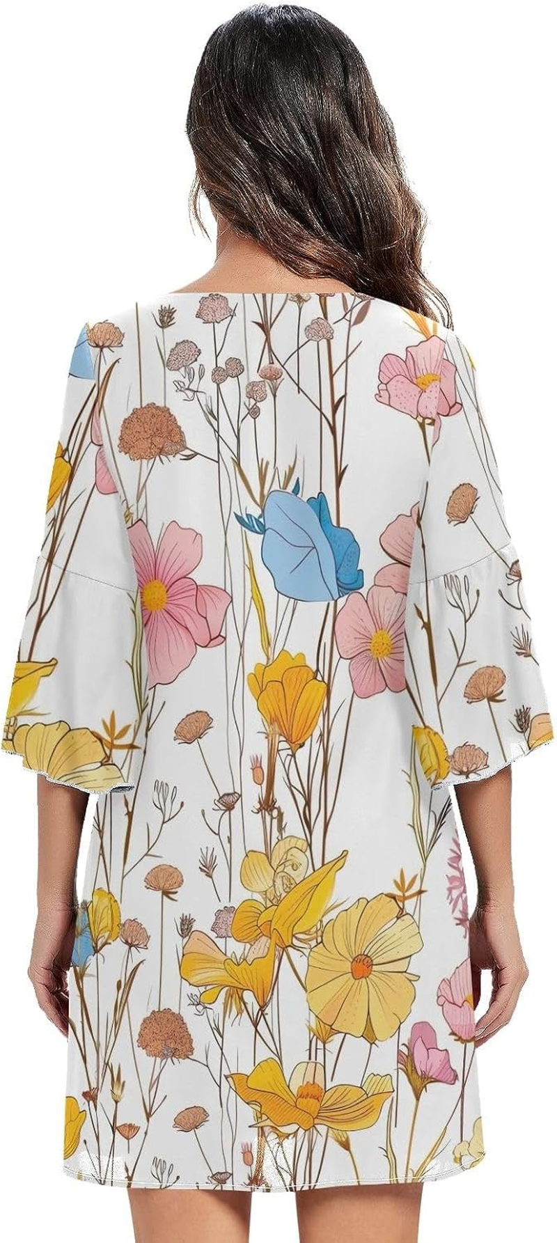 Vintage Wildflower White Short Summer Dress Printed Line Maternity Dress S-XXL image number 1