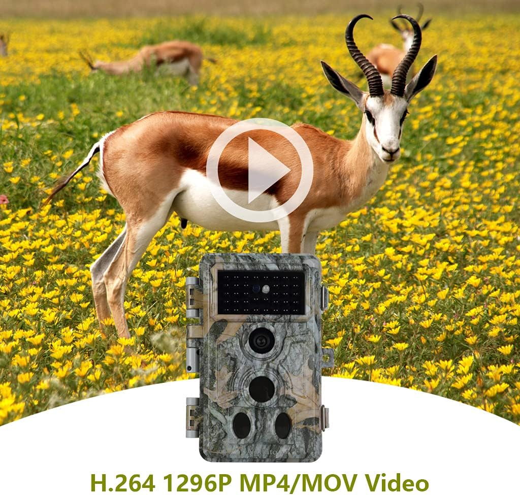 Game Trail Camera No Glow 64MP 1296P H.264 MP4 Video Night Vision 0.1S Trigger Motion Activated Easy Operate Waterproof Wildlife Hunting Deer Cam Password Protected Photo & Video Model Time Lapse image number 6