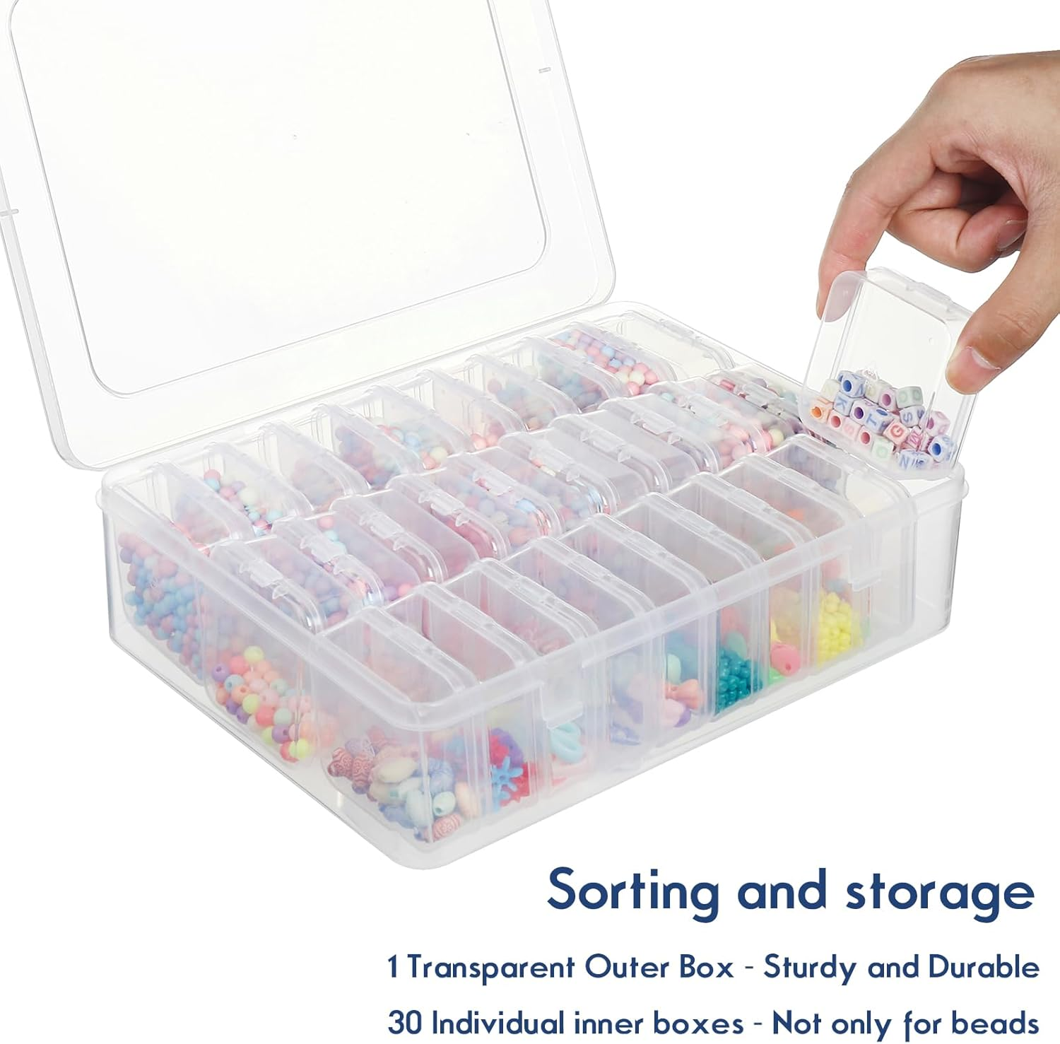 Douorgan Small Bead Storage Containers 30 Pieces Plastic Storage Organizers Stackable Art Storage Case Transparent Boxes Jewelry Beads Storage Box(1 Pack) image number 5