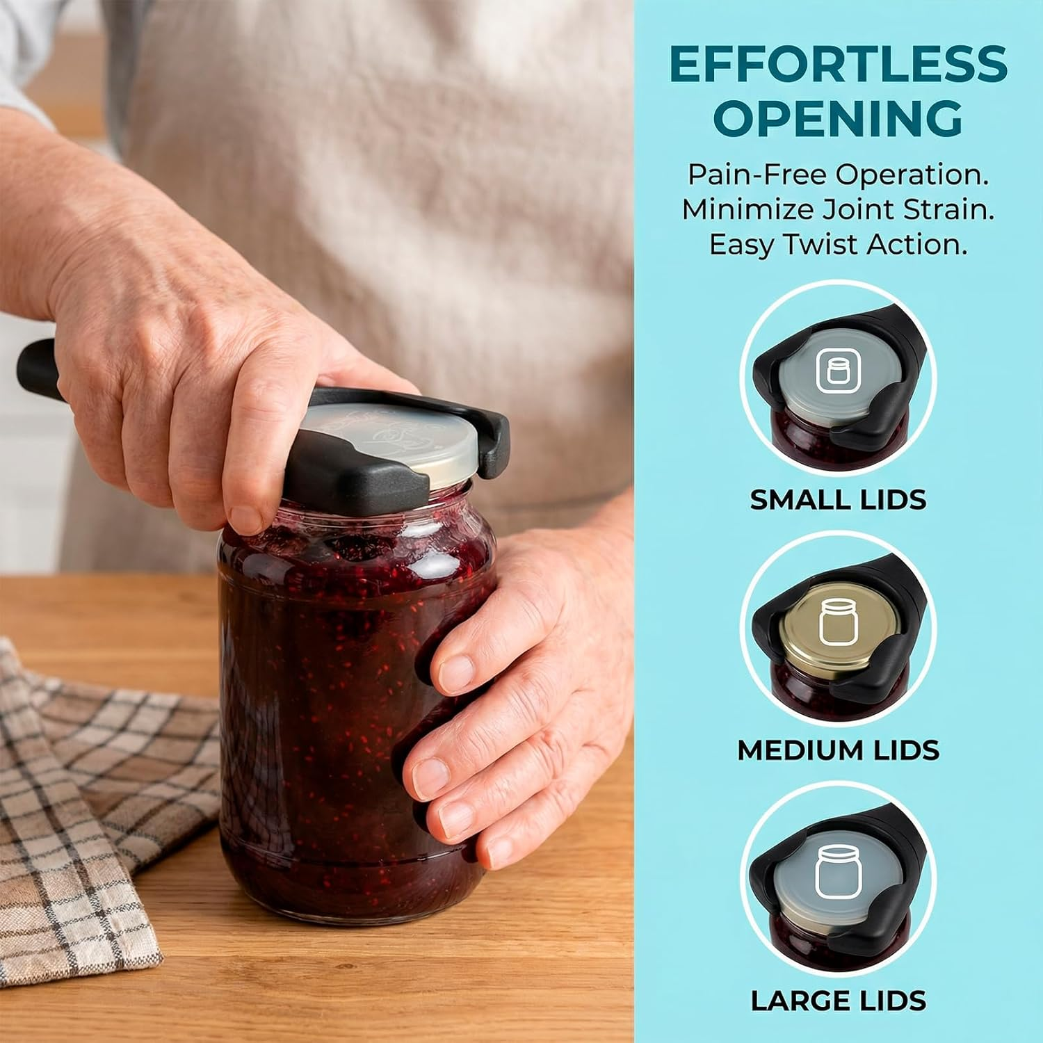 Luzcauwy Jar Opener with Base Pad Bottle Openers for Seniors Weak Arthritic Hands Effortless Can Lids Twist Tool Easy Open Adjustable Grip Elderly Kitchen Gadget Arthritis Aid Silicone image number 5
