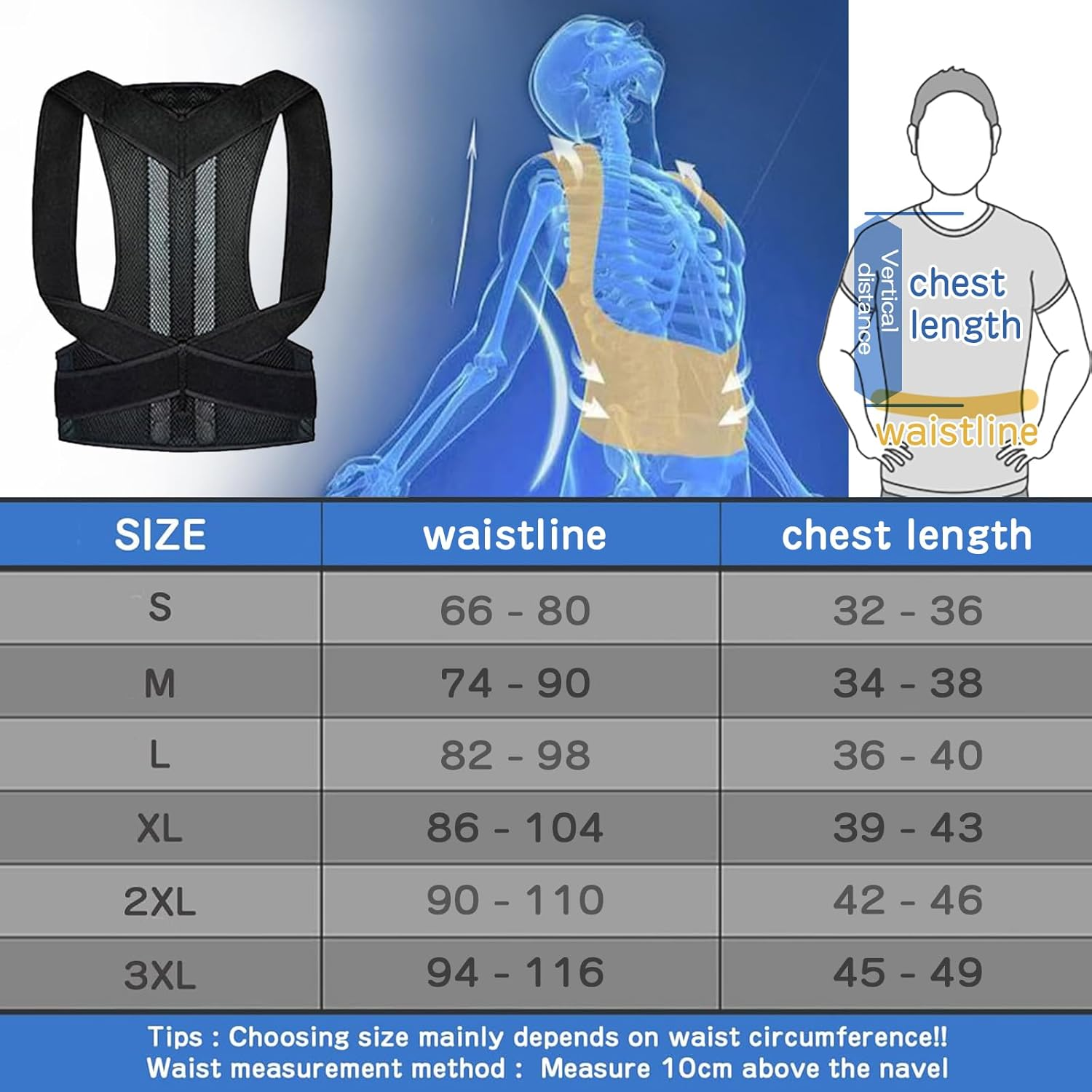 Back Brace for Man and Woman,Breathable Back Straightener,One-Piece Design,Adjustable Posture Trainer (S) image number 1