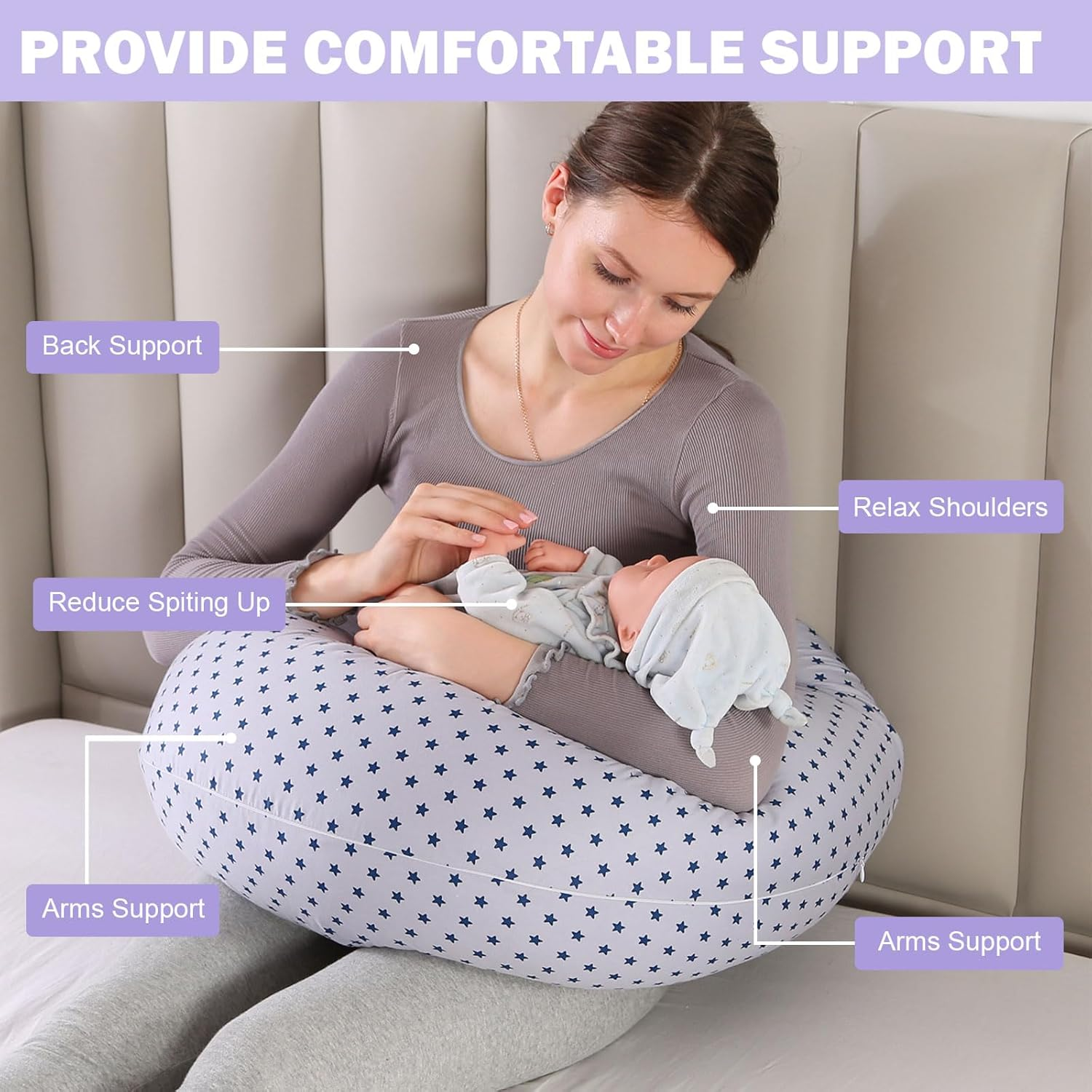 Pregnancy Pillow,Multifunctional Nursing Pillow Washable Breastfeeding Pillows (Type F-Upgrade) image number 5