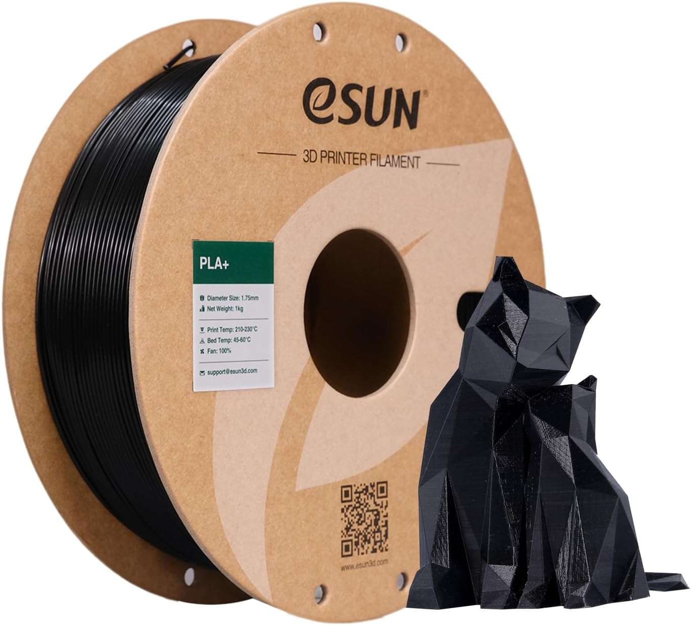Esun PLA+ 3D Printing Filament PLA PRO plus Spool 1.75Mm 1KG Dimensional Accuracy +/- 0.05Mm for 3D Printers,Black