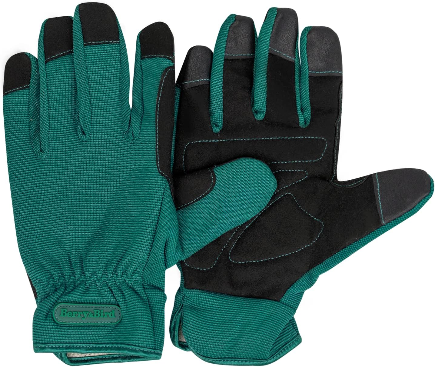 Berry&Bird Elastic Band Design Thorn Proof Gardening Gloves, Breathable, Wear Resistant, Touch Screen, for Pruning Moon Season, Roses and Other Thorny Plants, Unisex (1 Pair, Dark Green) image number 3