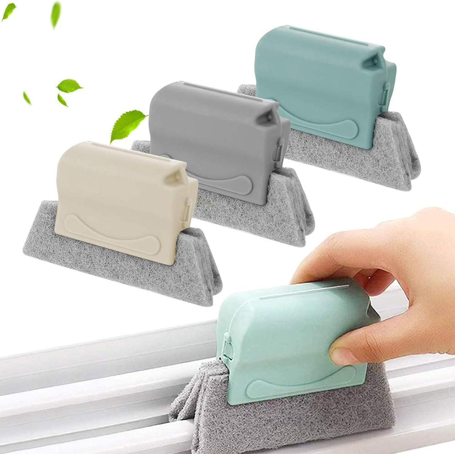 Window Track Brush Window Groove Cleaning Brush,3Pcs Sliding Groove Cleaning Brush Window Cleaning Brush,Window Track Cleaning Brush Gap Groove Sliding Brush Groove Cleaning Brush with 3 Scouring Pad image number 3
