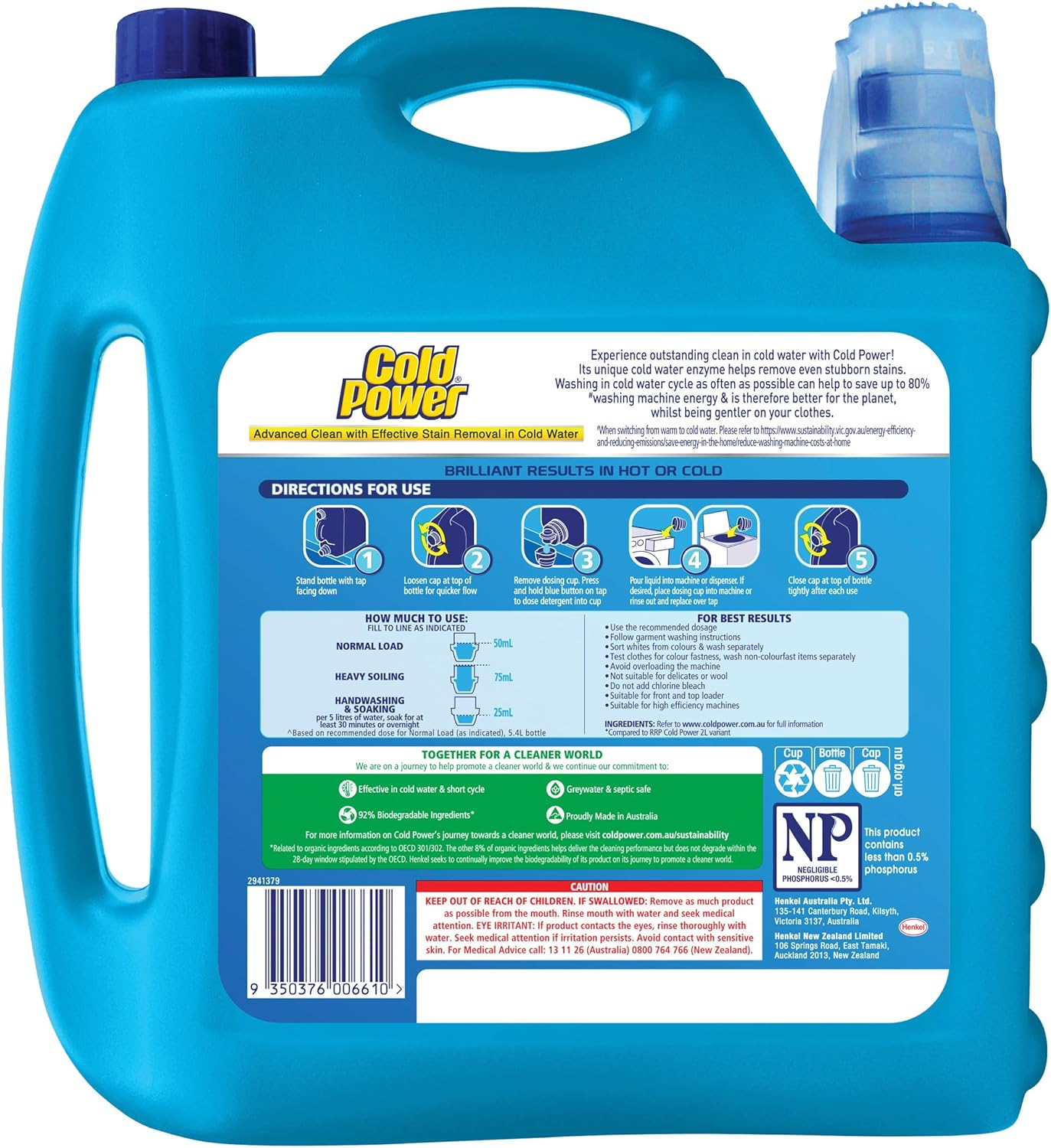 Cold Power Advanced Clean Liquid Laundry Detergent 5.4L