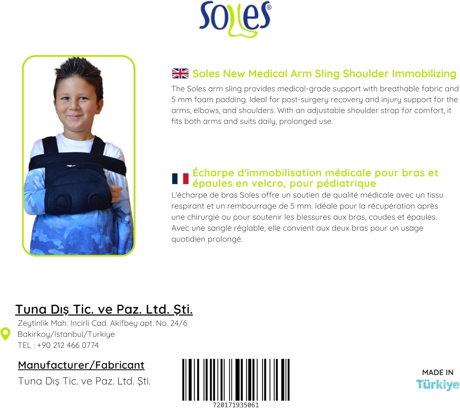 Soles Shoulder Immobilizing Velpau Bandage Pediatric (SLS511PD)