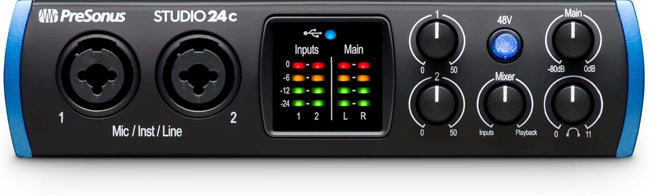 Presonus Studio 24C 2X2, 192 Khz, USB Audio Interface with Studio One Artist and Ableton Live Lite DAW Recording Software image number 1