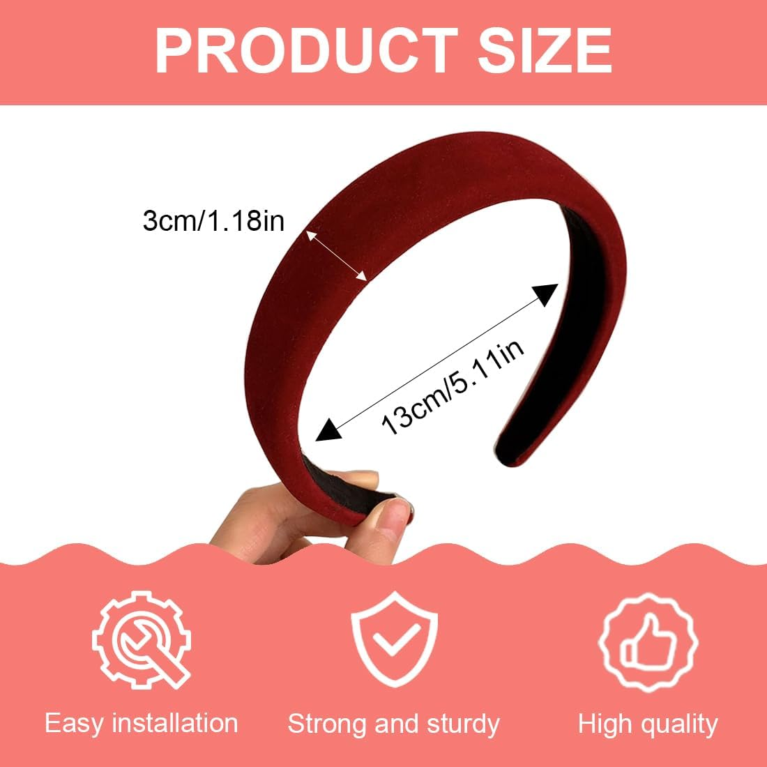 LAKJUOZ Pack of 3 Hair Bands, Fashionable Hair Bands, Wide Headbands Made of Velvet, Wide Headband, Headbands, Hairband, Vintage Hair Band for Girls and Women image number 4