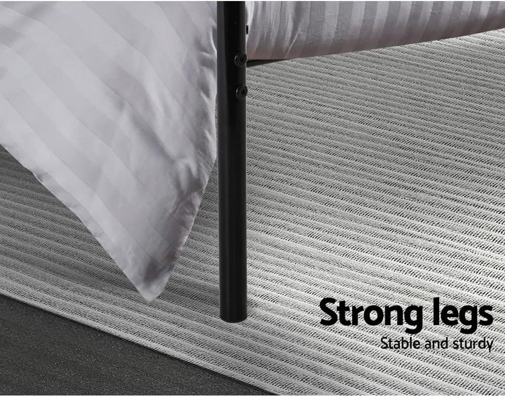 Artiss Single Metal Bed Frame with Headboard(Base Only), Metal Platform Bed with Easy Assembly, Heavy-Duty Metal Slats with under Bed Storage for Bedroom/Student Apartment, Black image number 4