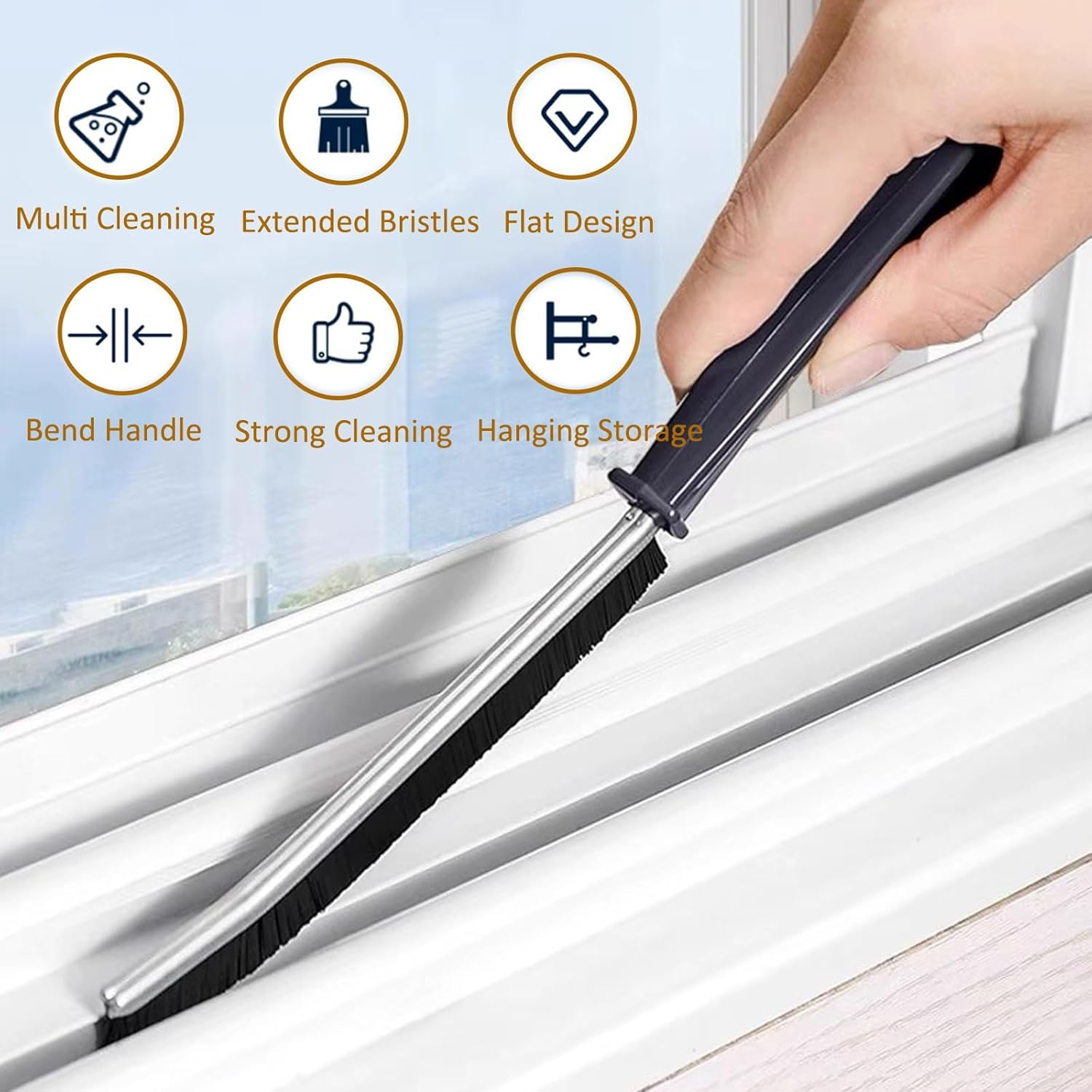 3Pcs Hard-Bristled Crevice Cleaning Brush Prime, Hard Bristles Crevice Gap Cleaning Brush, Grout Cleaner Brush for Showers, Bathroom, Multifunctional Groove Crevice Cleaning Brush Tools image number 1