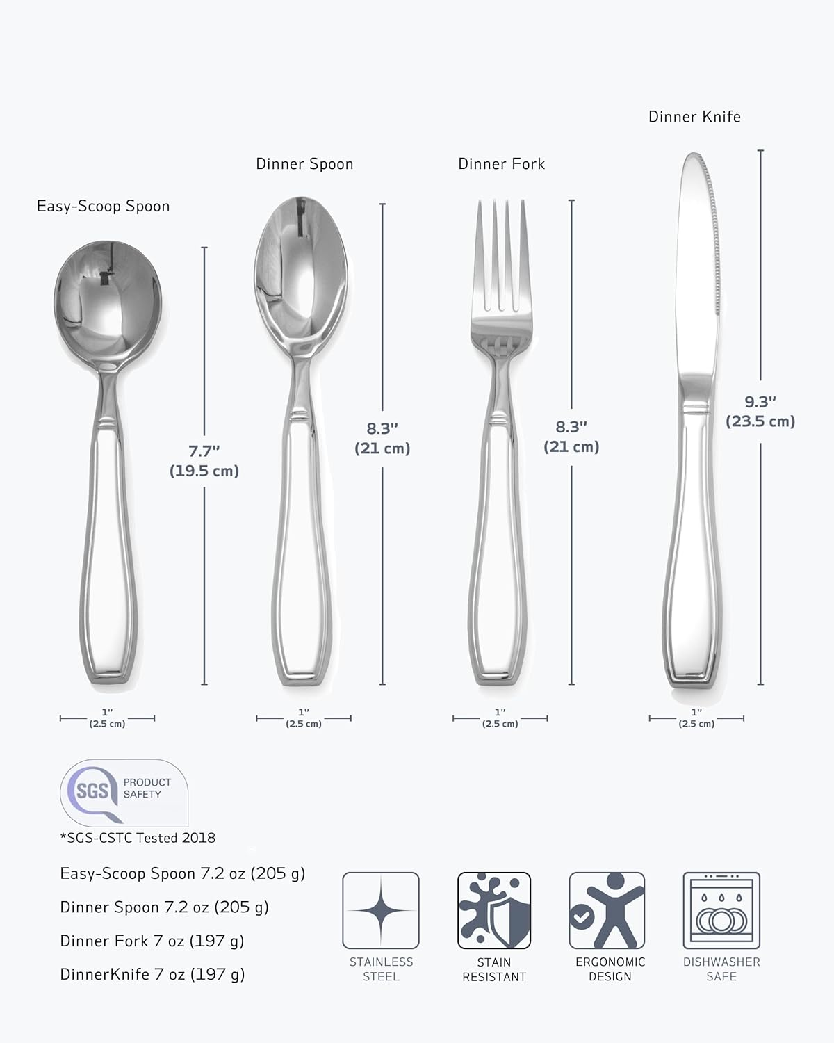 4-Piece Weighted Utensils for Tremors and Parkinsons (7 Oz Each) - Weight Silverware for Hand Tremors, Weighted Utensils for Hand Tremors, Adaptive Utensils for Elderly image number 3