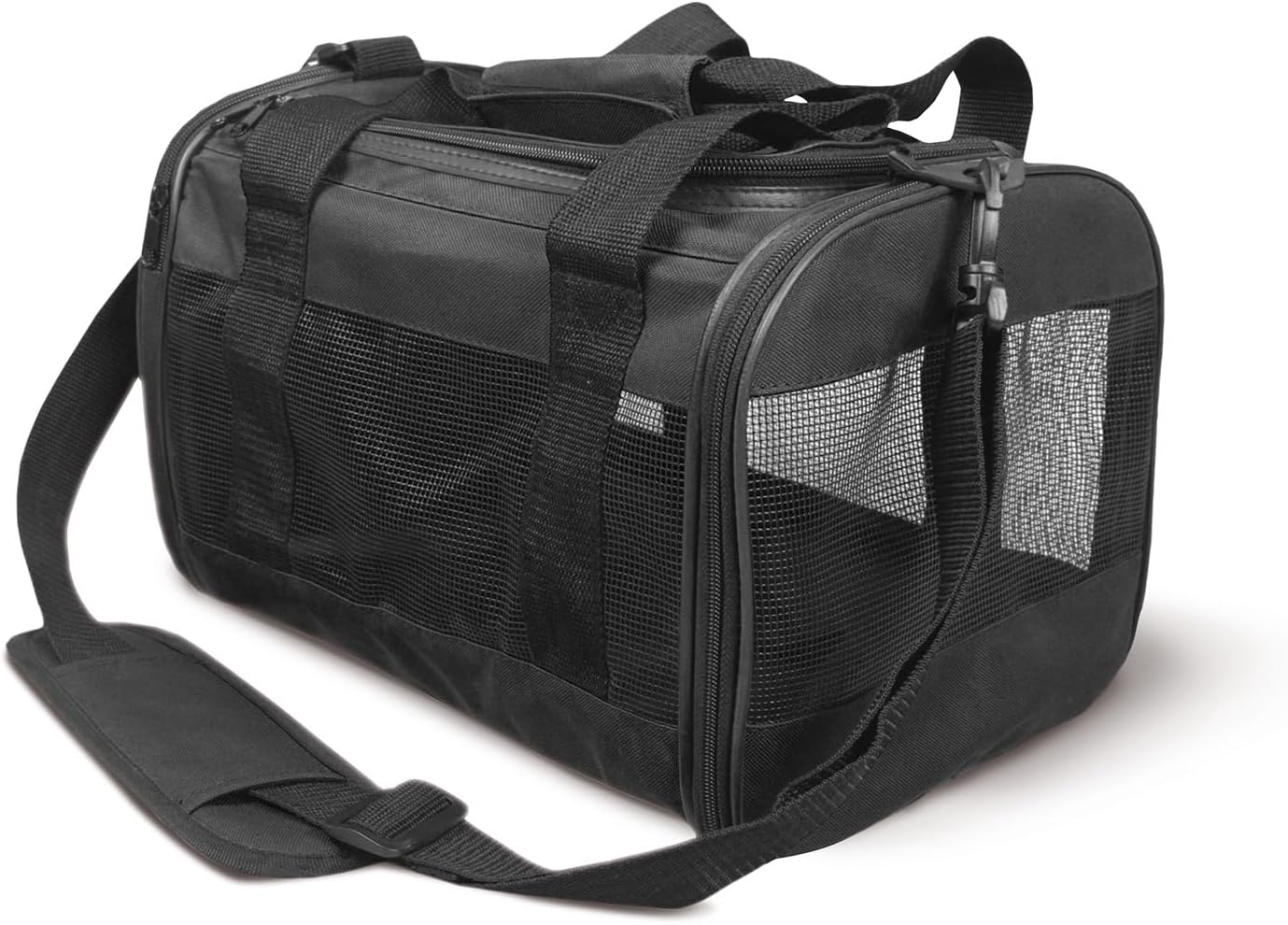 Record - Rectangular Waterproof Fabric Carrier for Dogs and Cats. Bag for Dogs with Mesh Sides, Shoulder Strap and Removable Faux Fur Inner | Size: M - 46 X 25.5 X 26.5 H image number 1