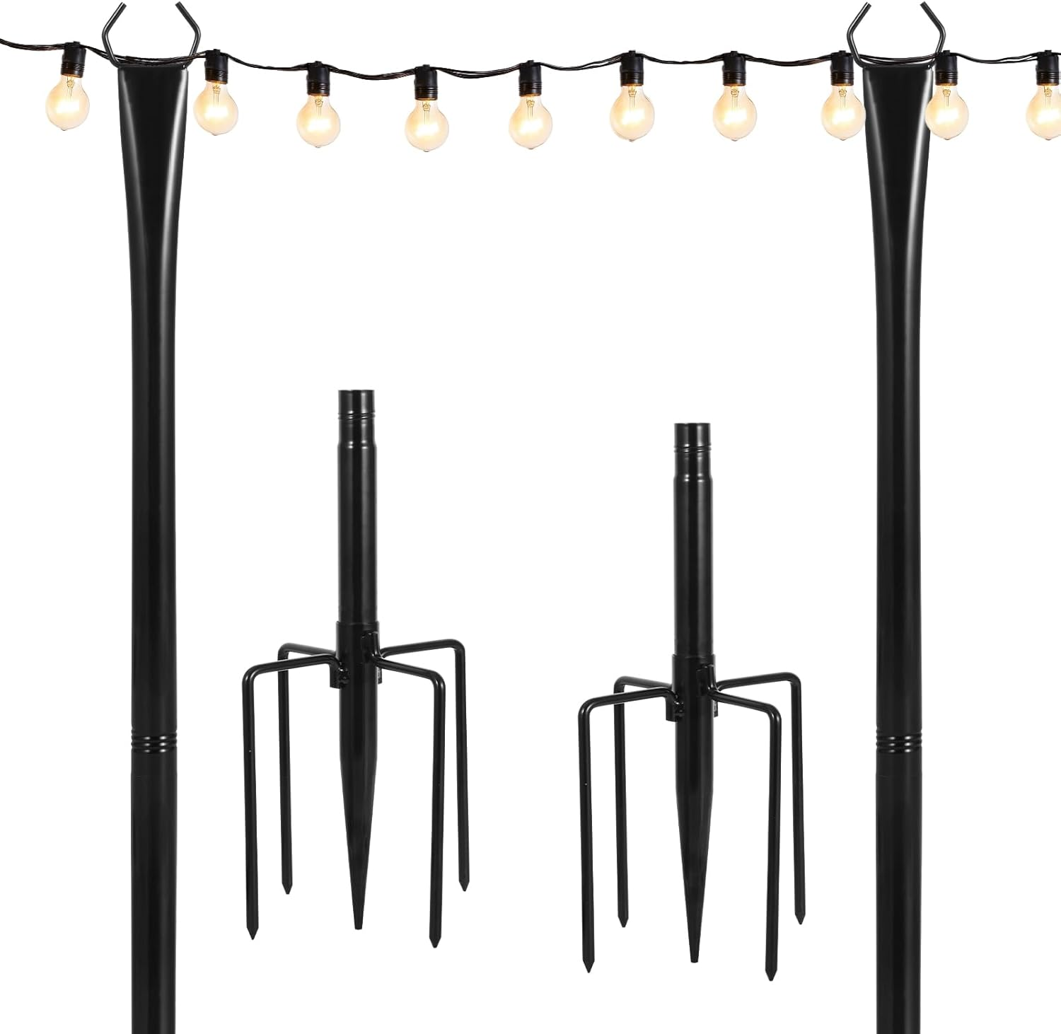 2 Pack 9 Ft String Light Poles,Light Poles for outside String Lights,Outdoor Light Poles with Fork,Metal Pole Stand for Patio,Backyard,Deck image number 1