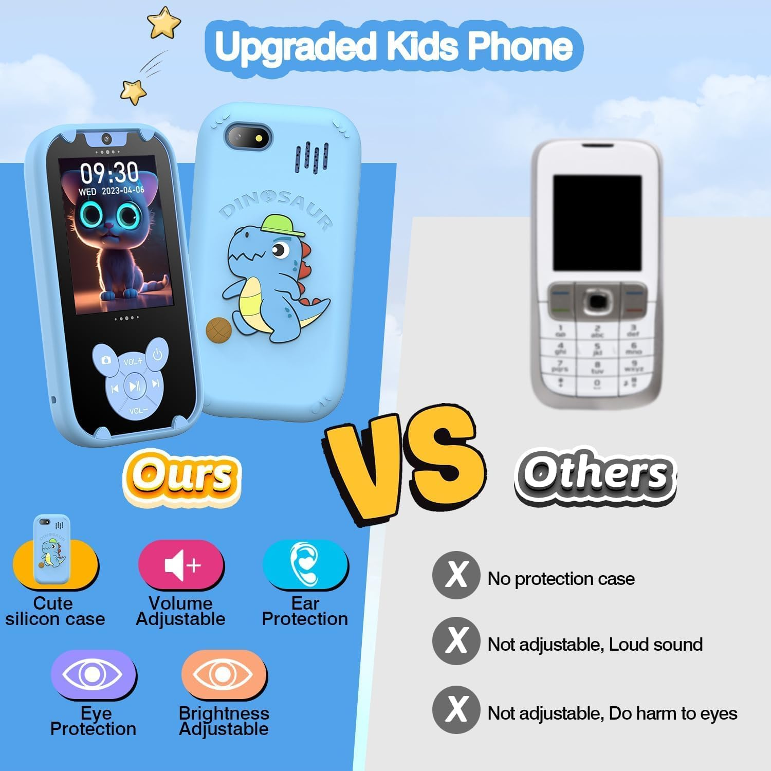 ZONEY Kids Smart Phone,Toddler Kids Camera Phone Toy, Touchscreen Unicorn Learning Toy Phone with Educational Games, Dual Camera MP3 Music Player, Girls Christmas Birthday Gifts (Blue) - Blue image number 6